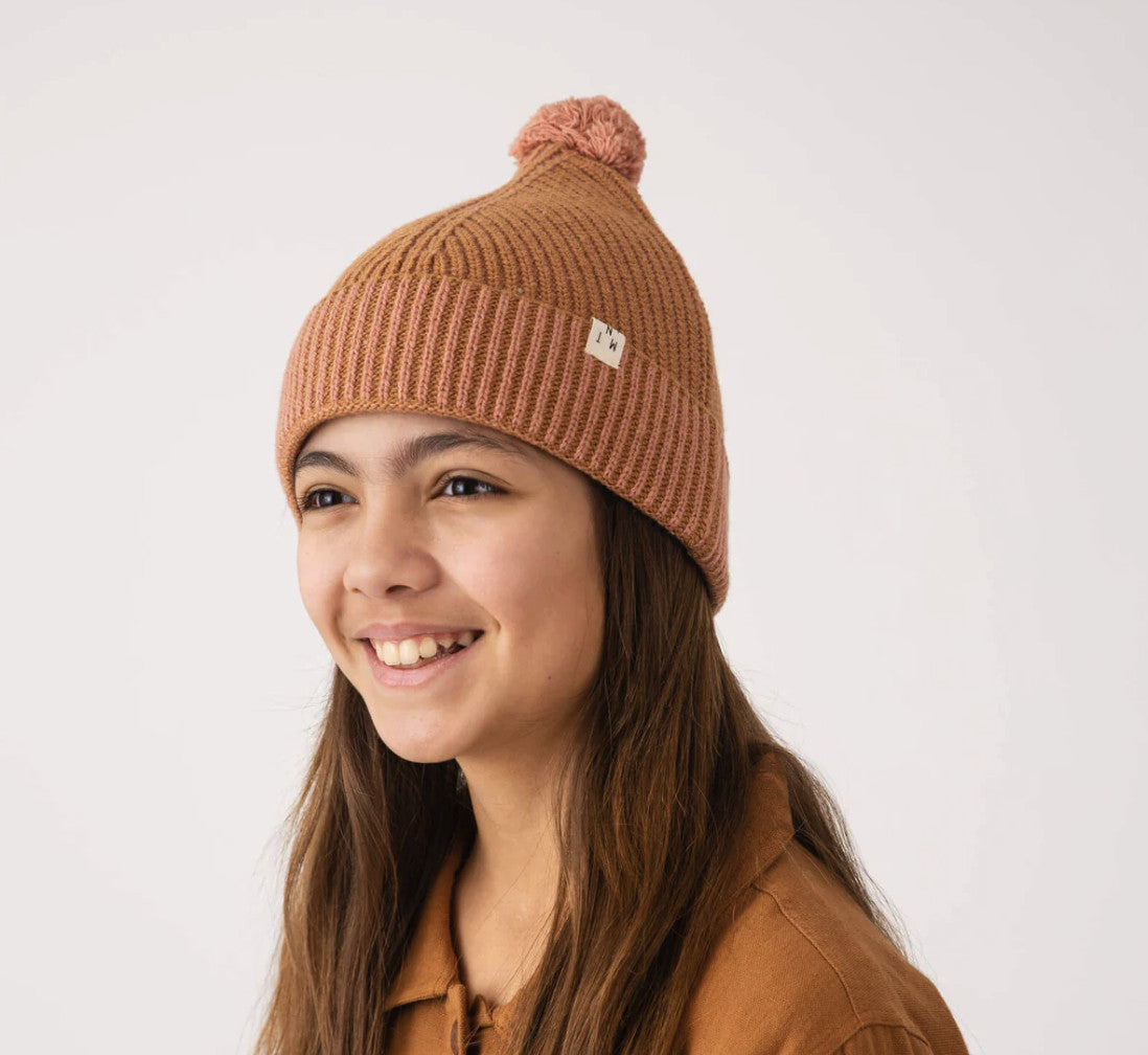 Mütze Pom Pom Ochre