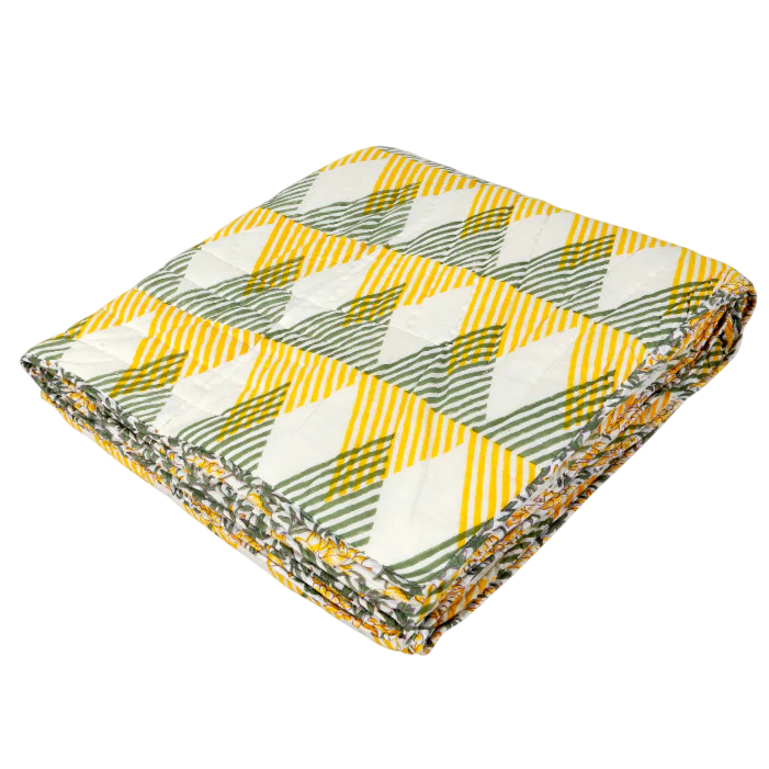 Quilt Sunnie Chintz 230 x 270 cm reversible Weiss, Gelb Grau