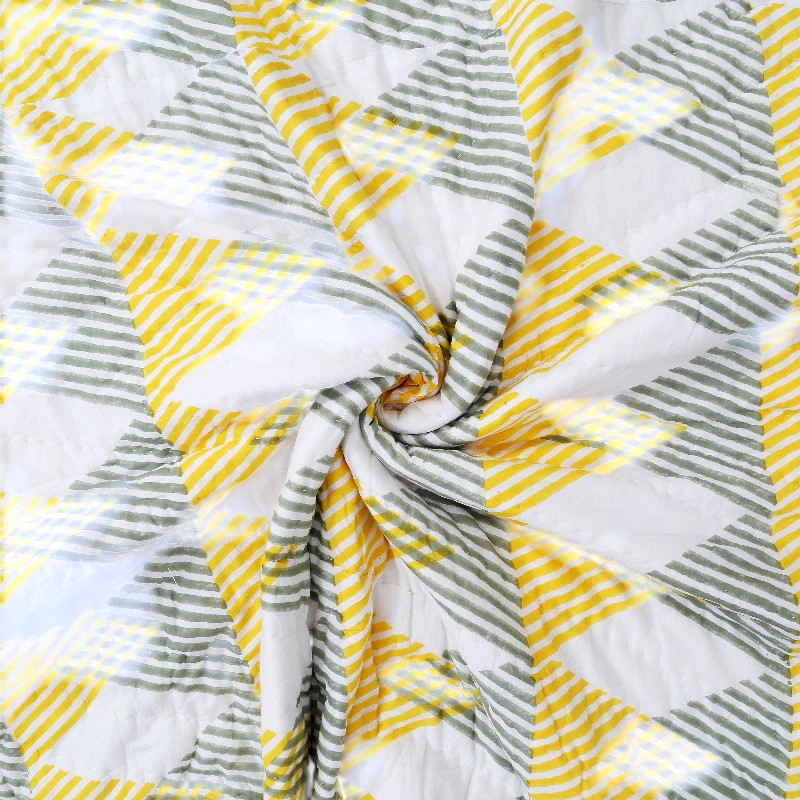 Quilt Sunnie Chintz 230 x 270 cm reversible Weiss, Gelb Grau