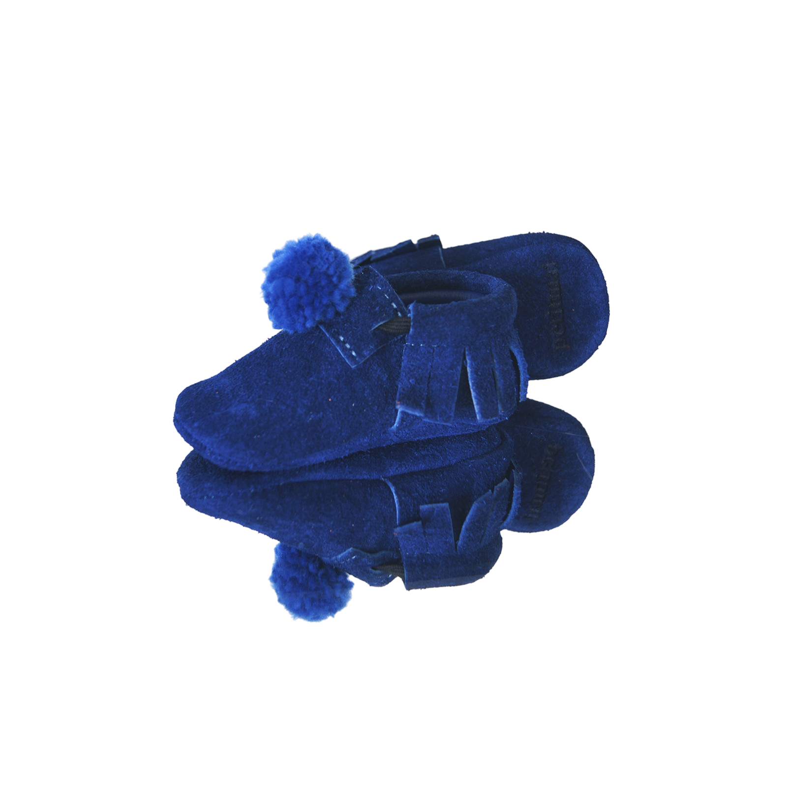 Blue Pom Blue moccasin
