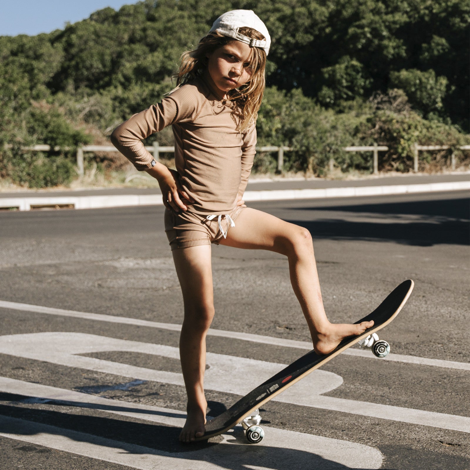 Swim shirt UPF 50+ Ribbed LS Chocolate Malt