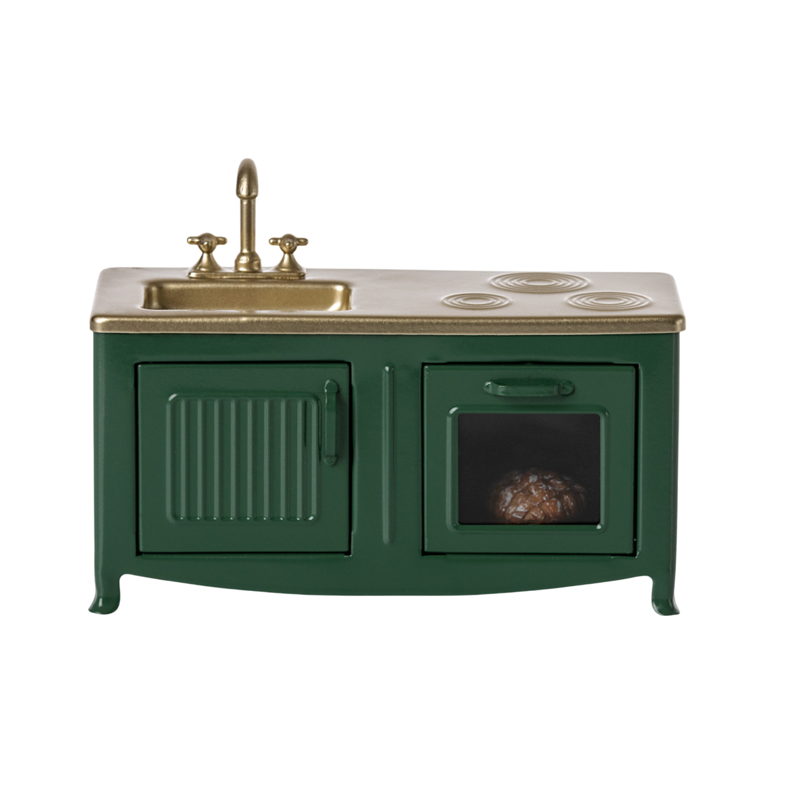 Cuisine vert foncé pour maison de poupées