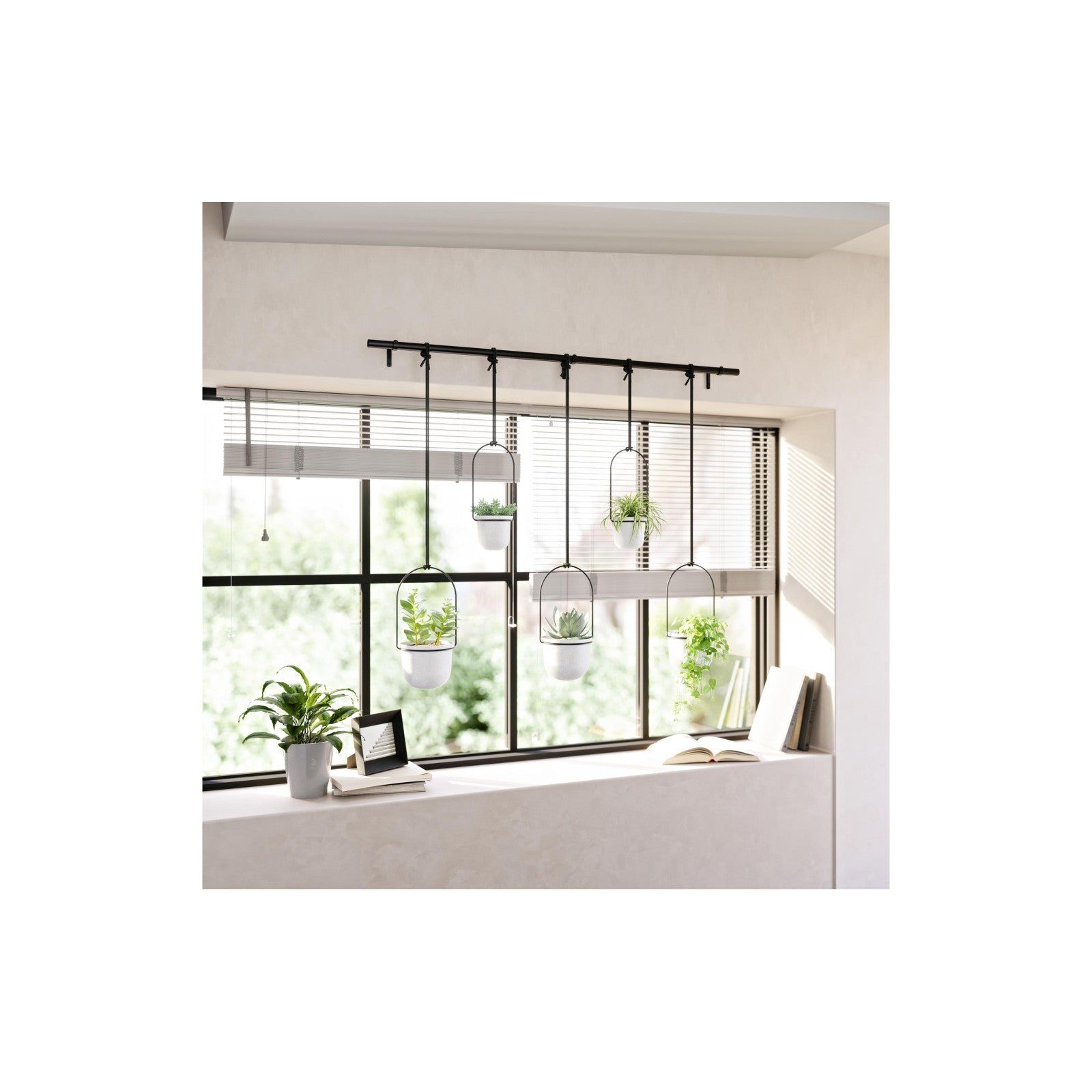 Blumentopf Triflora 5er Set, Weiss/Schwarz