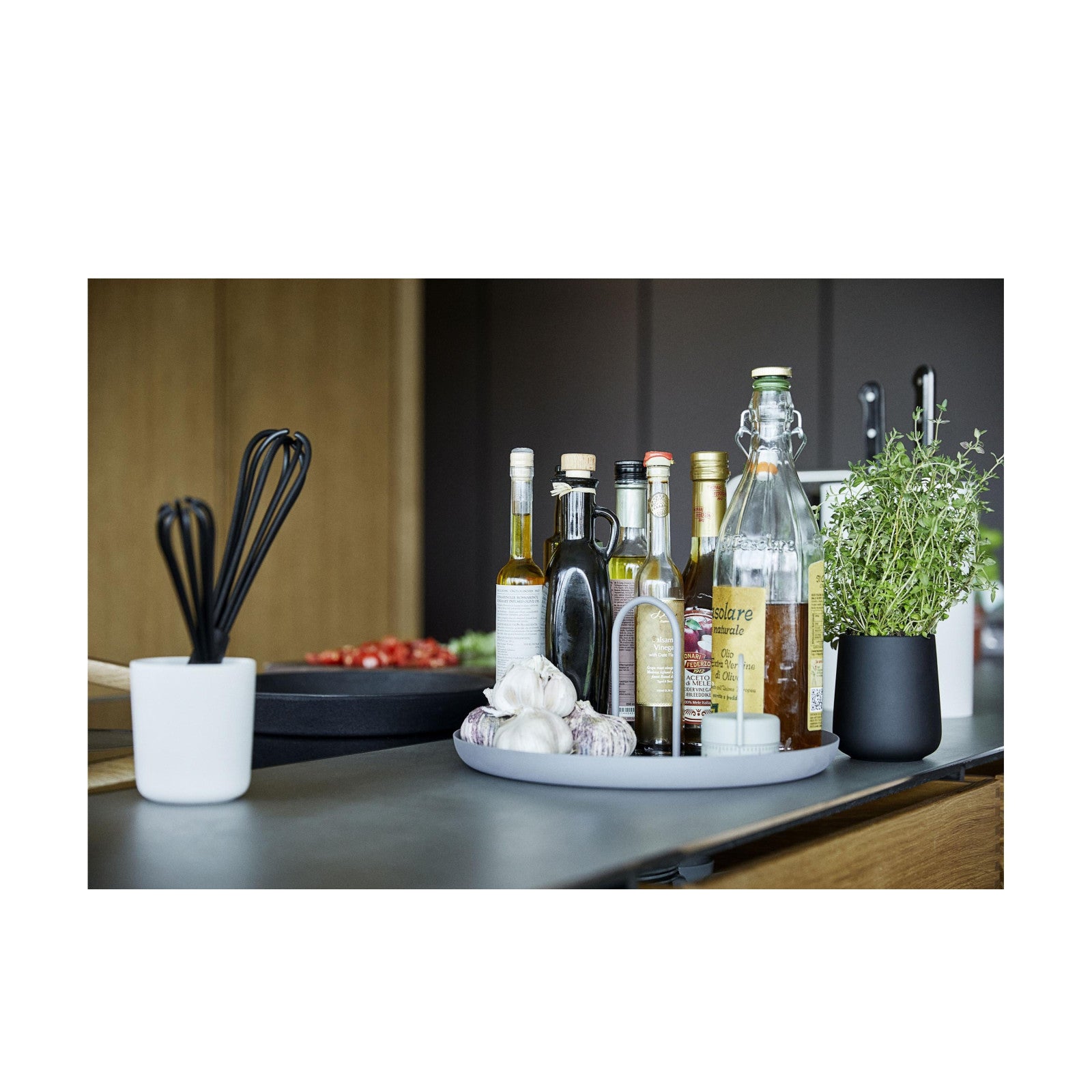 Serviertablett Single, Schwarz