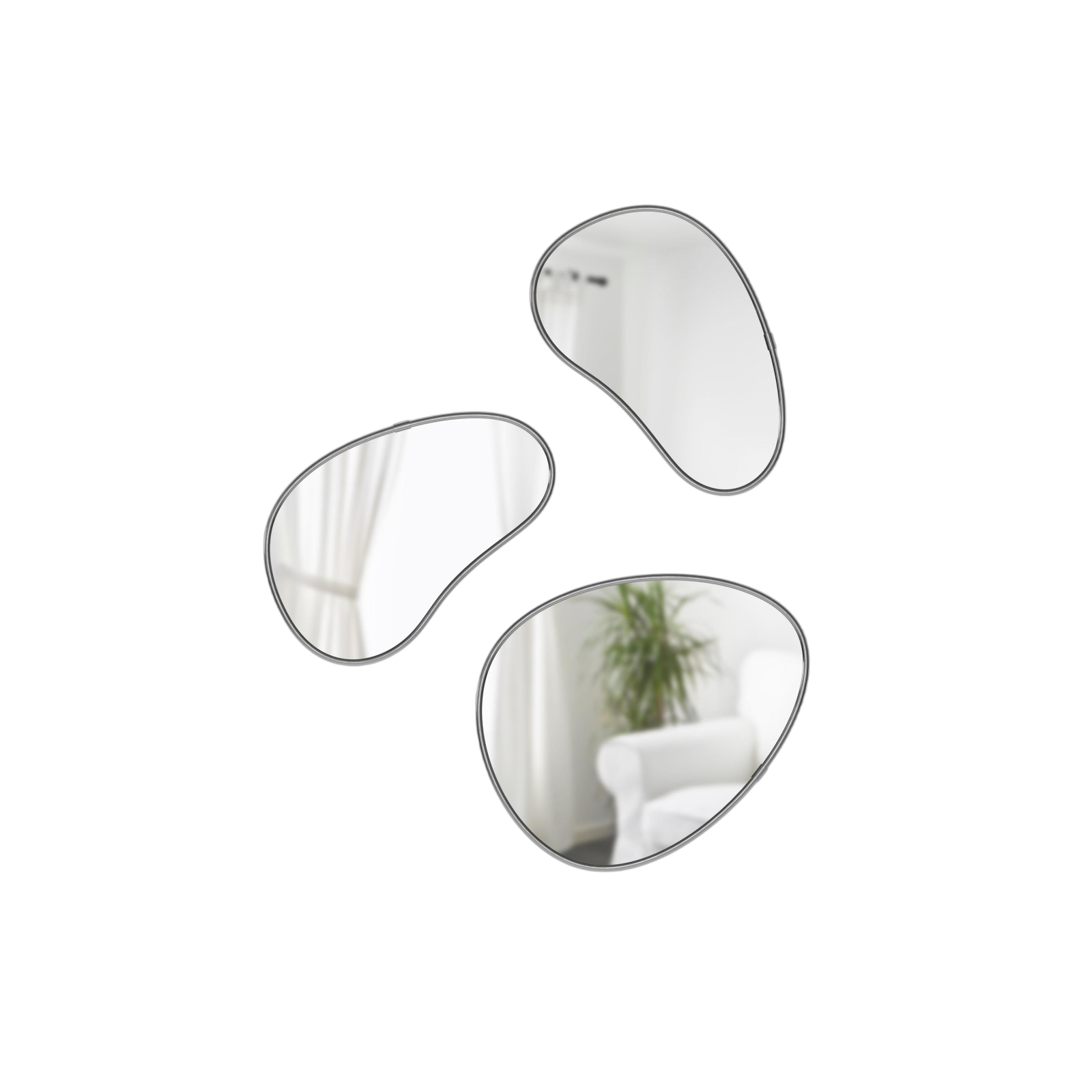 Hubba Pebble mirror set of 3, black