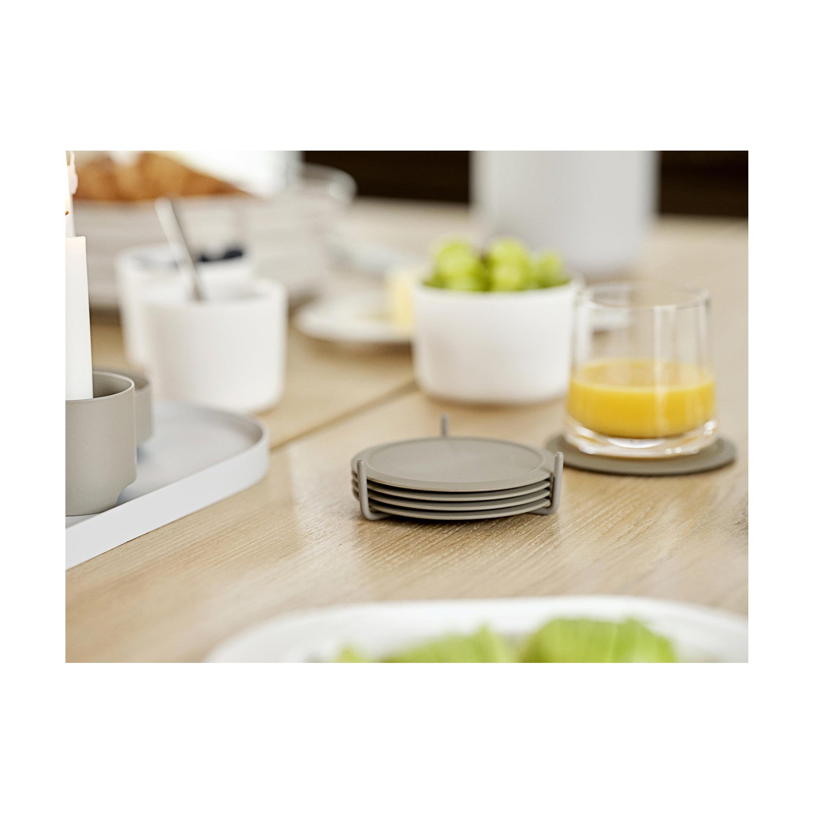 Glass coasters Singels 6 pieces, taupe