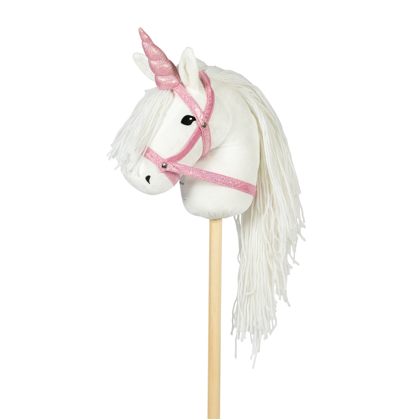 Horn und Halfter für Steckenpferd Pink glitter