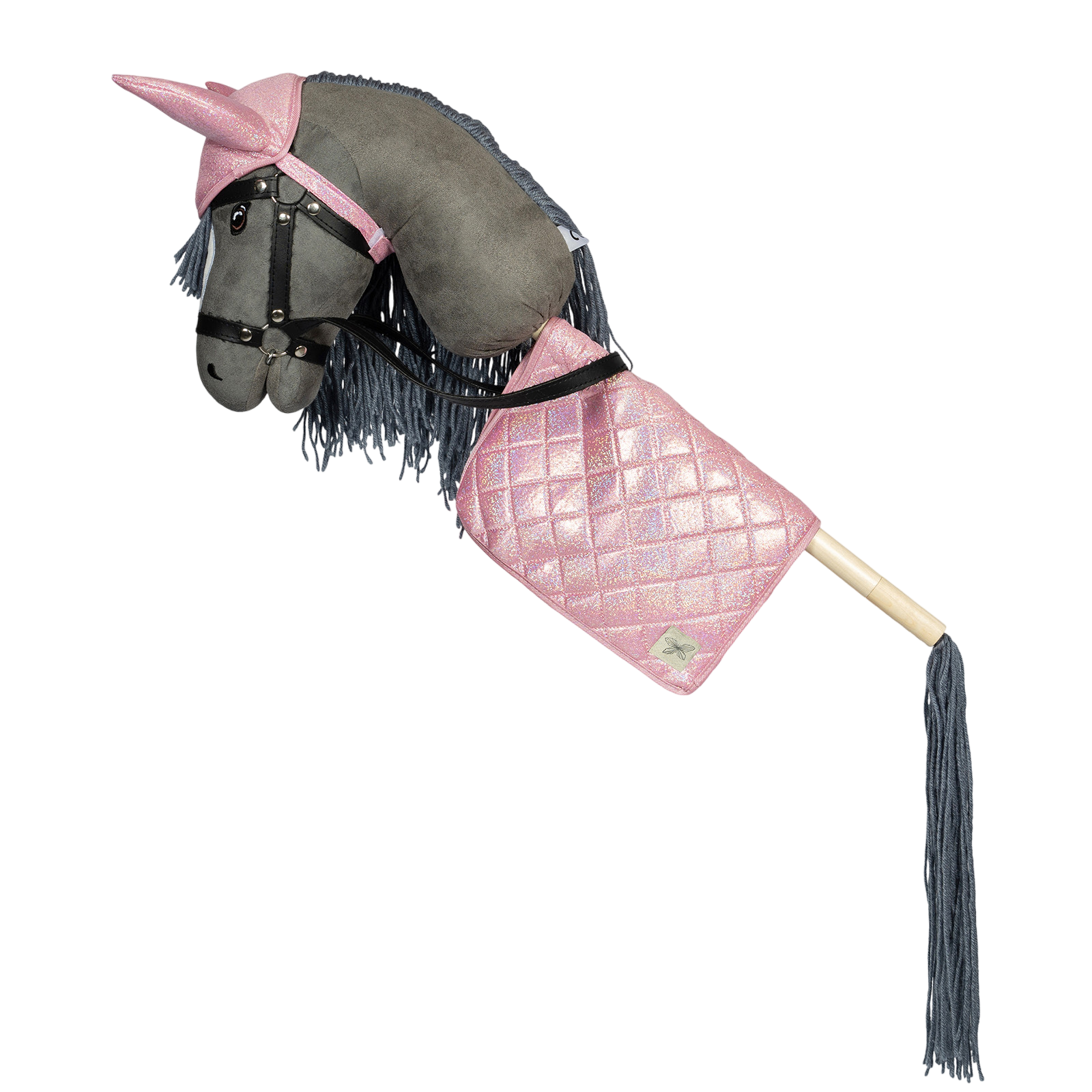 Satteldecke und Haube Pink Glitter für Steckenpferd