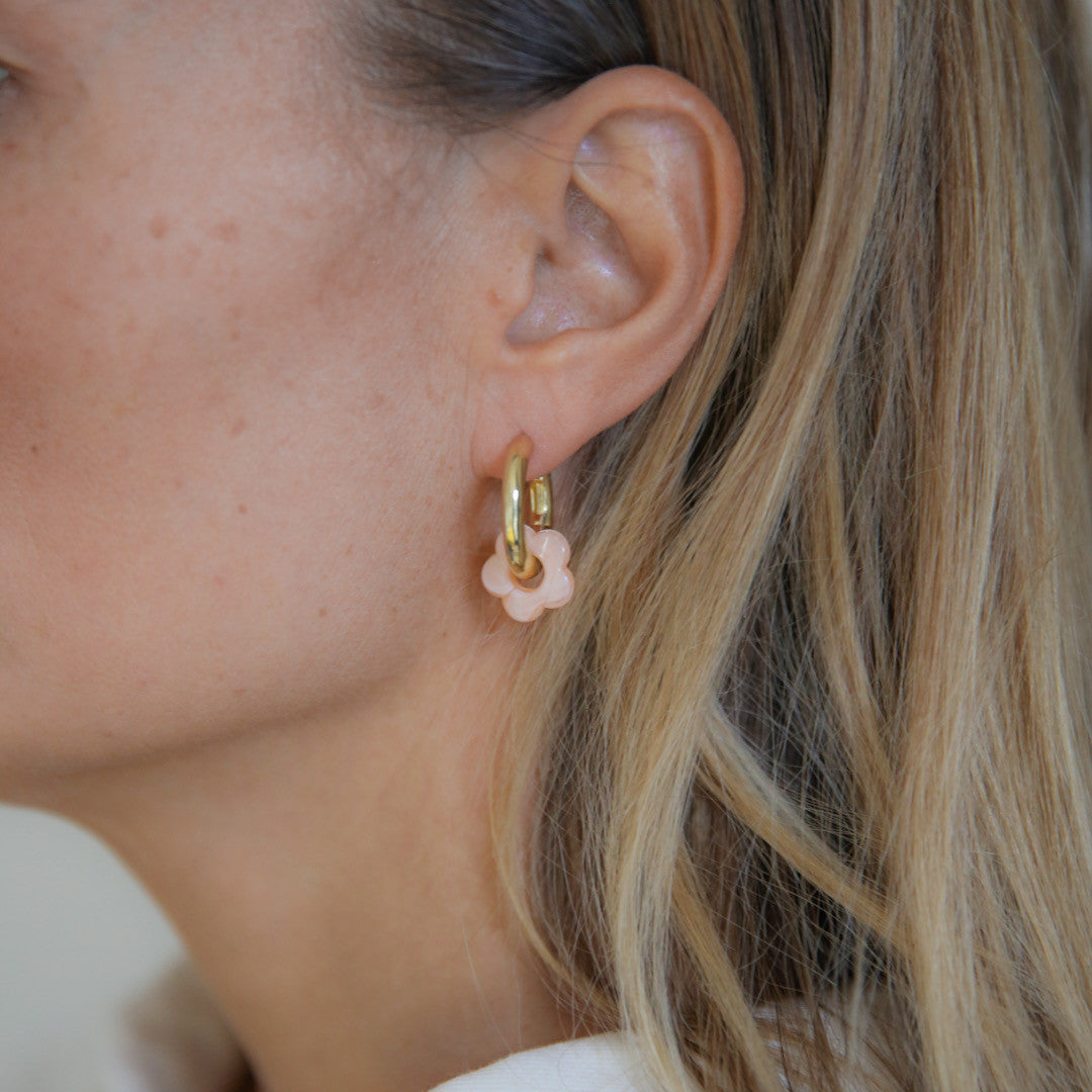 Créoles Hoop Flower rose