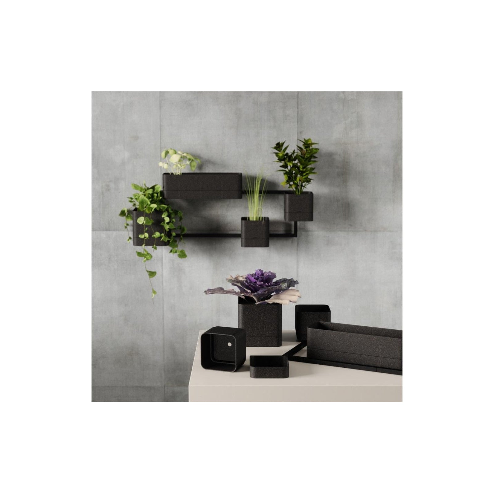 Pflanzengefäss Cubiko 41 x 21 x 23 cm, Schwarz