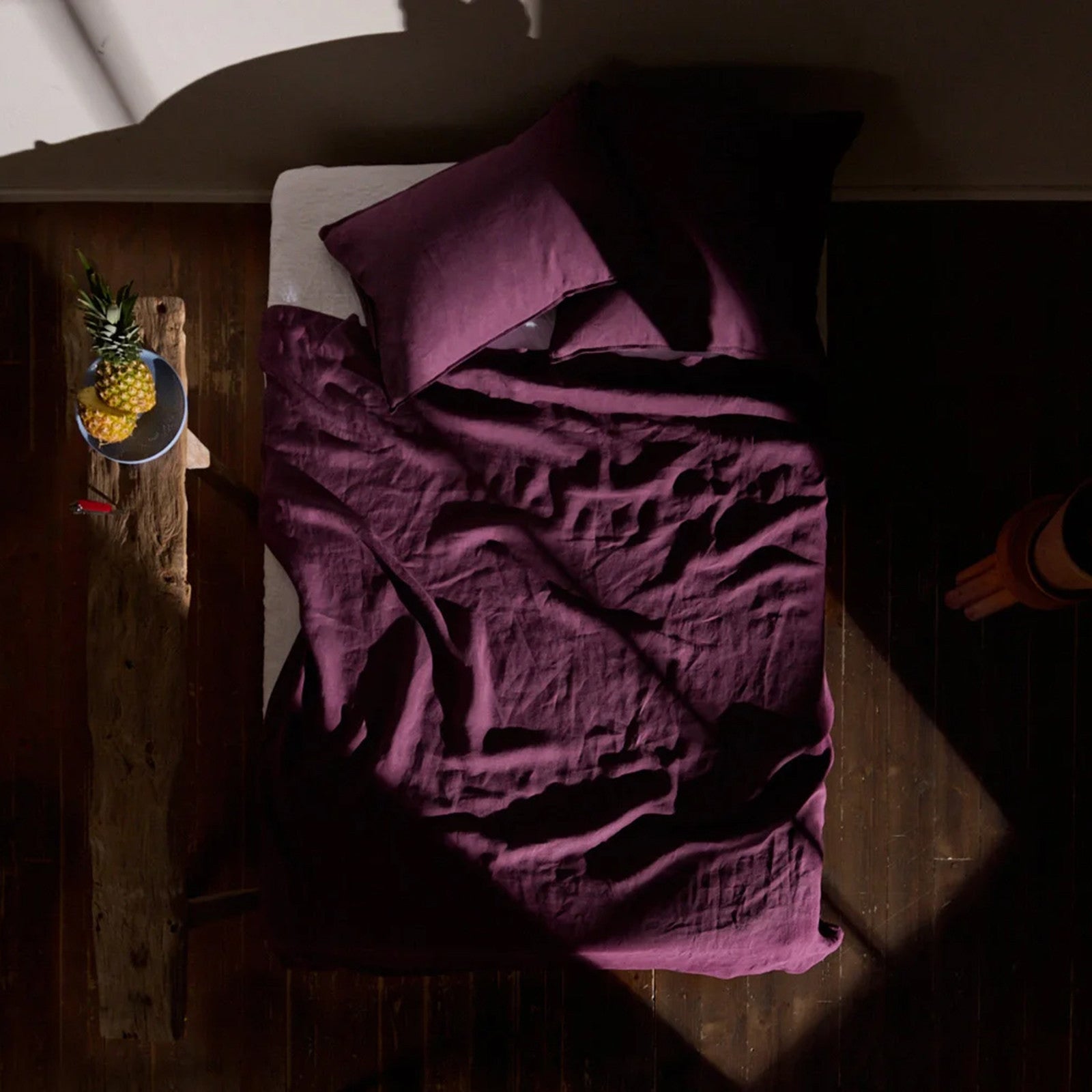 Linus drap de dessus uni plum 170x270 cm