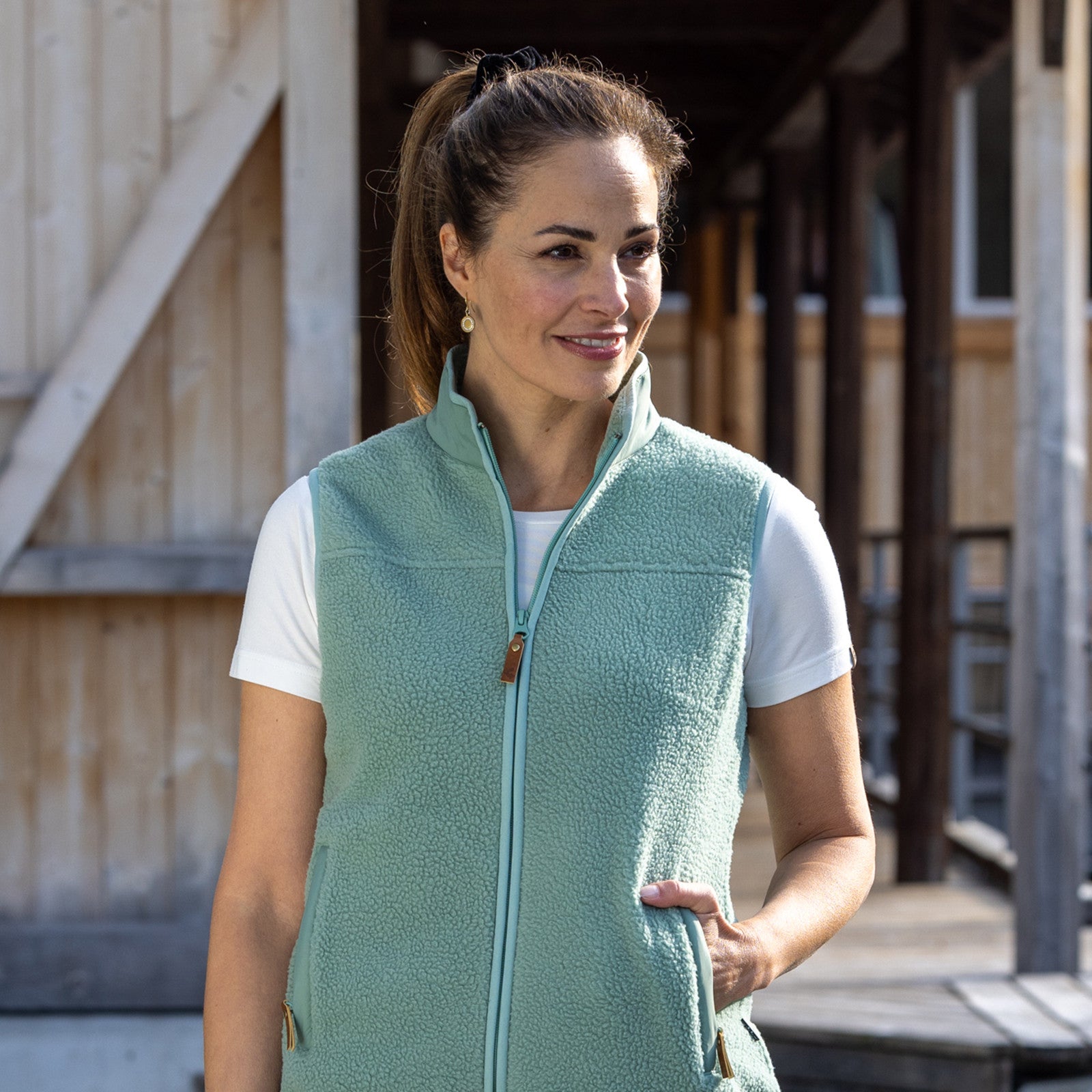 Frauen Fleece Gilet Flora green bay