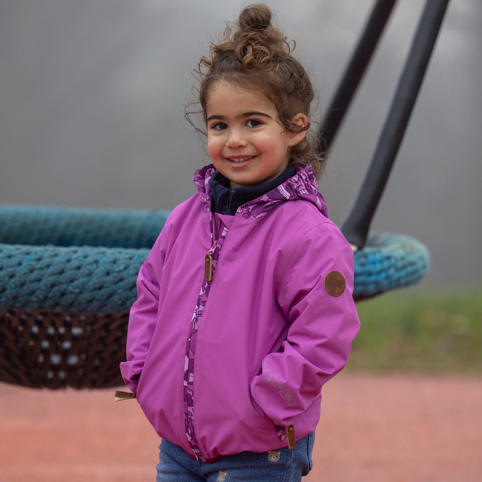 Kids Malin rain jacket radiant orchid