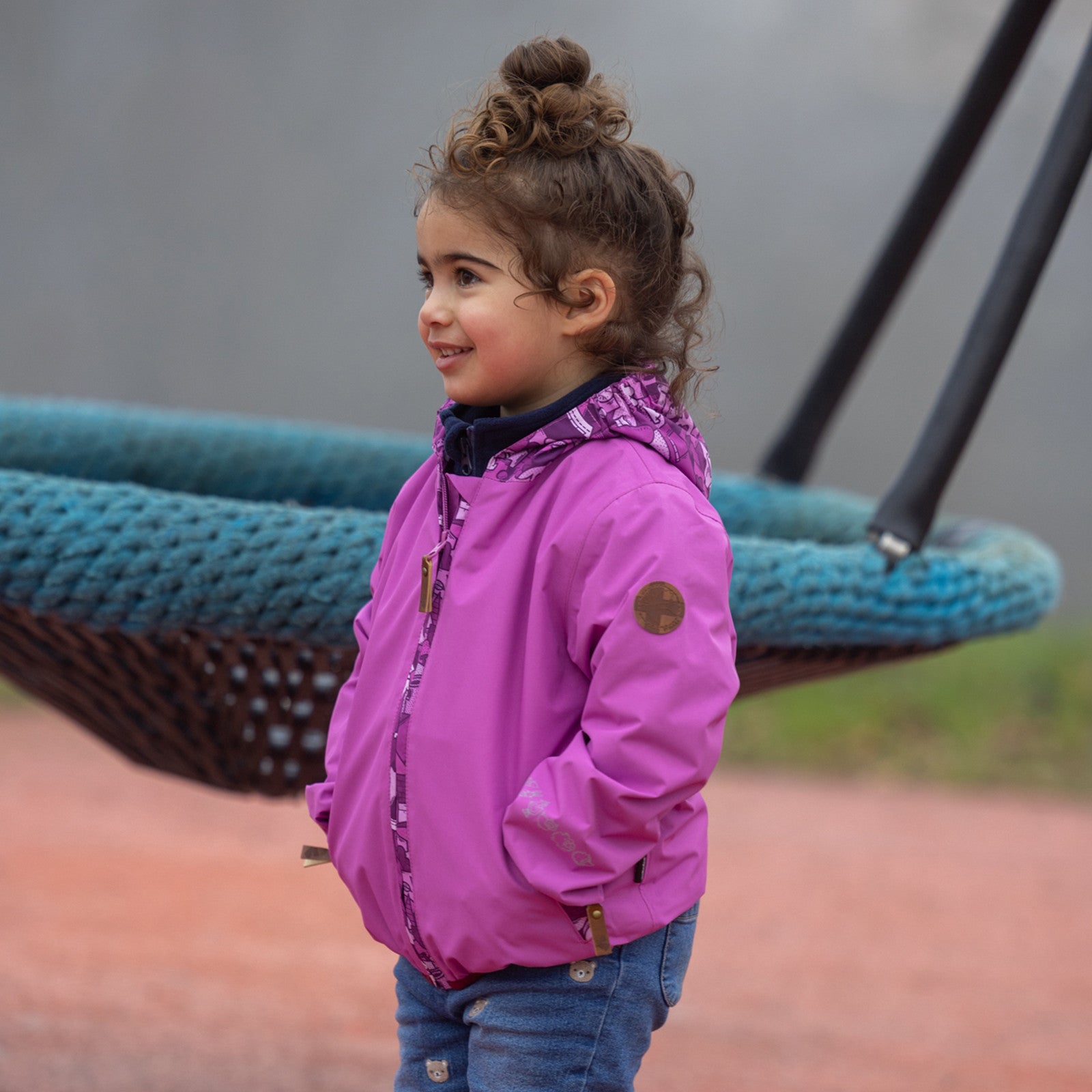 Kids Malin rain jacket radiant orchid