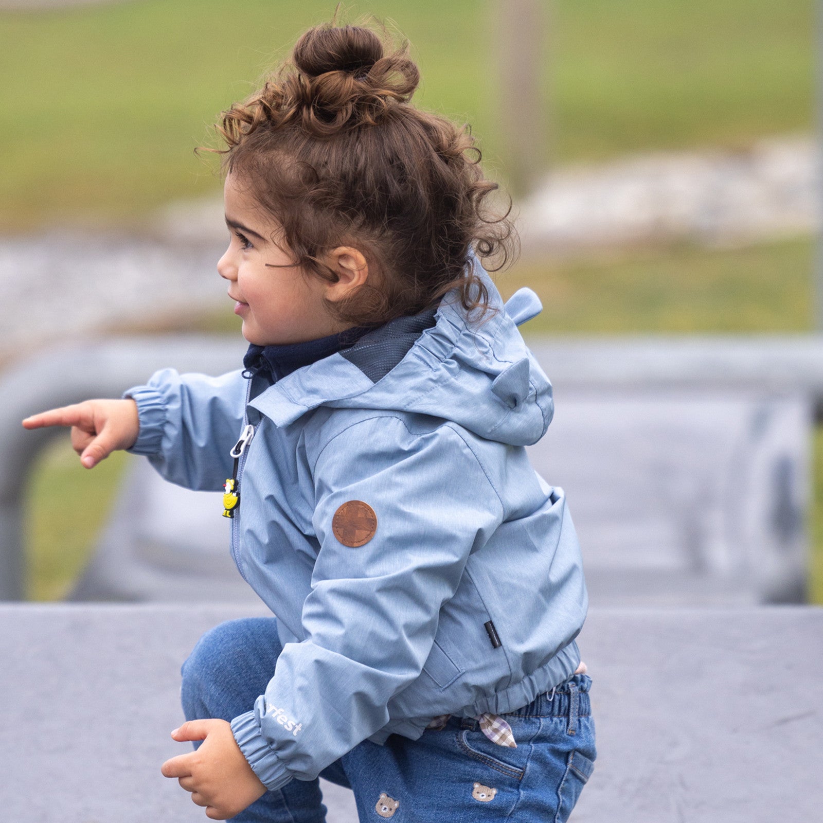 Kids Leja rain jacket faded denim mélange
