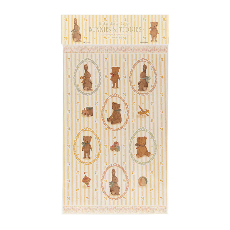 Stickerbogen Hasen und Teddys