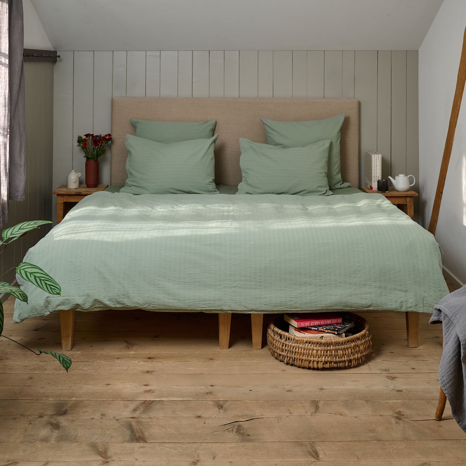 KEMERI Housse de couette eucalyptus 240x240 cm