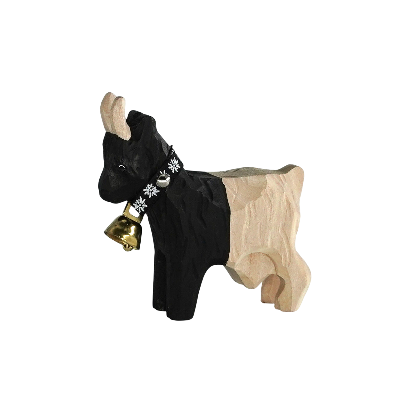 Trauffer Chèvre du Valais grande avec cloche blanche noire