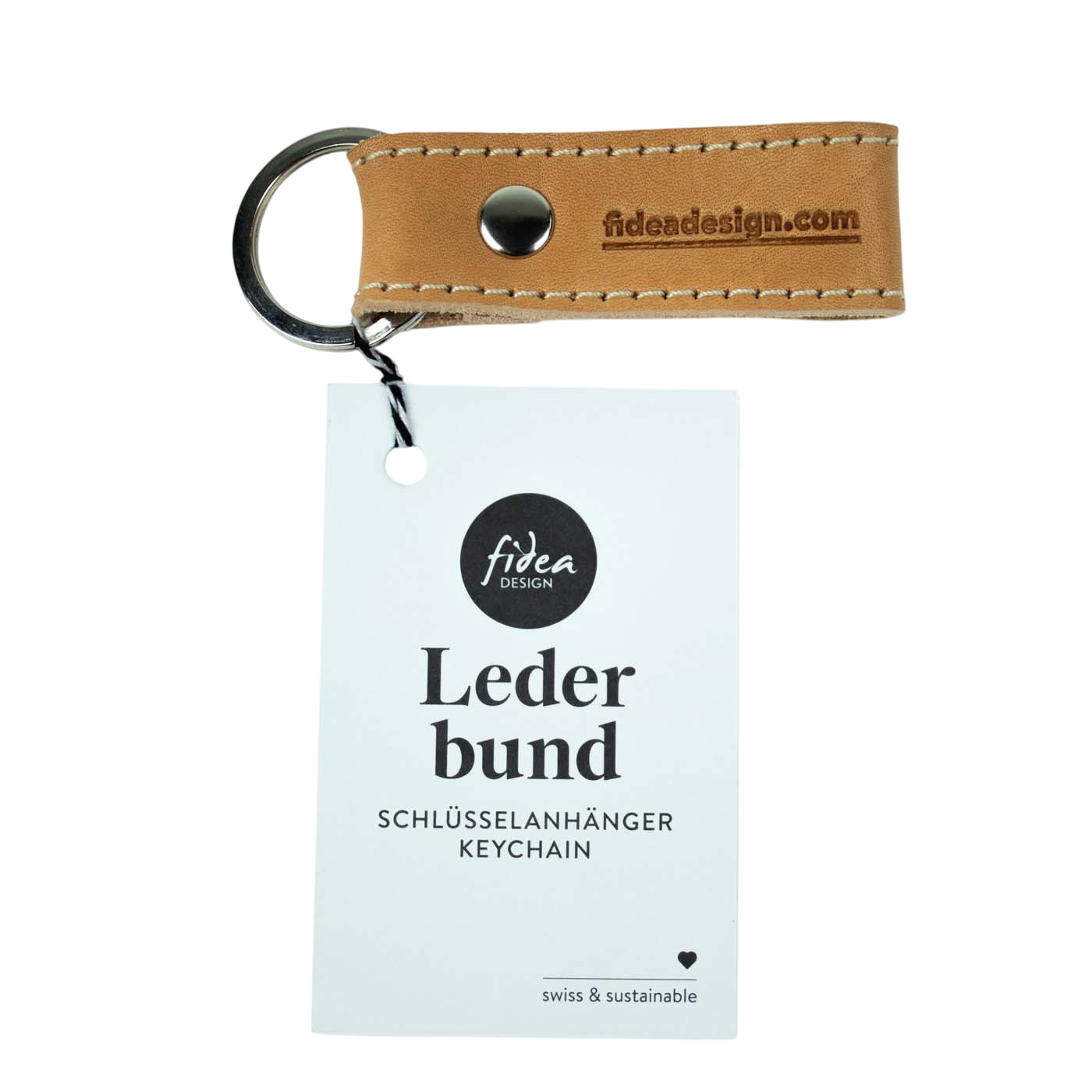 Porte-clefs en cuir Cuir court Cognac