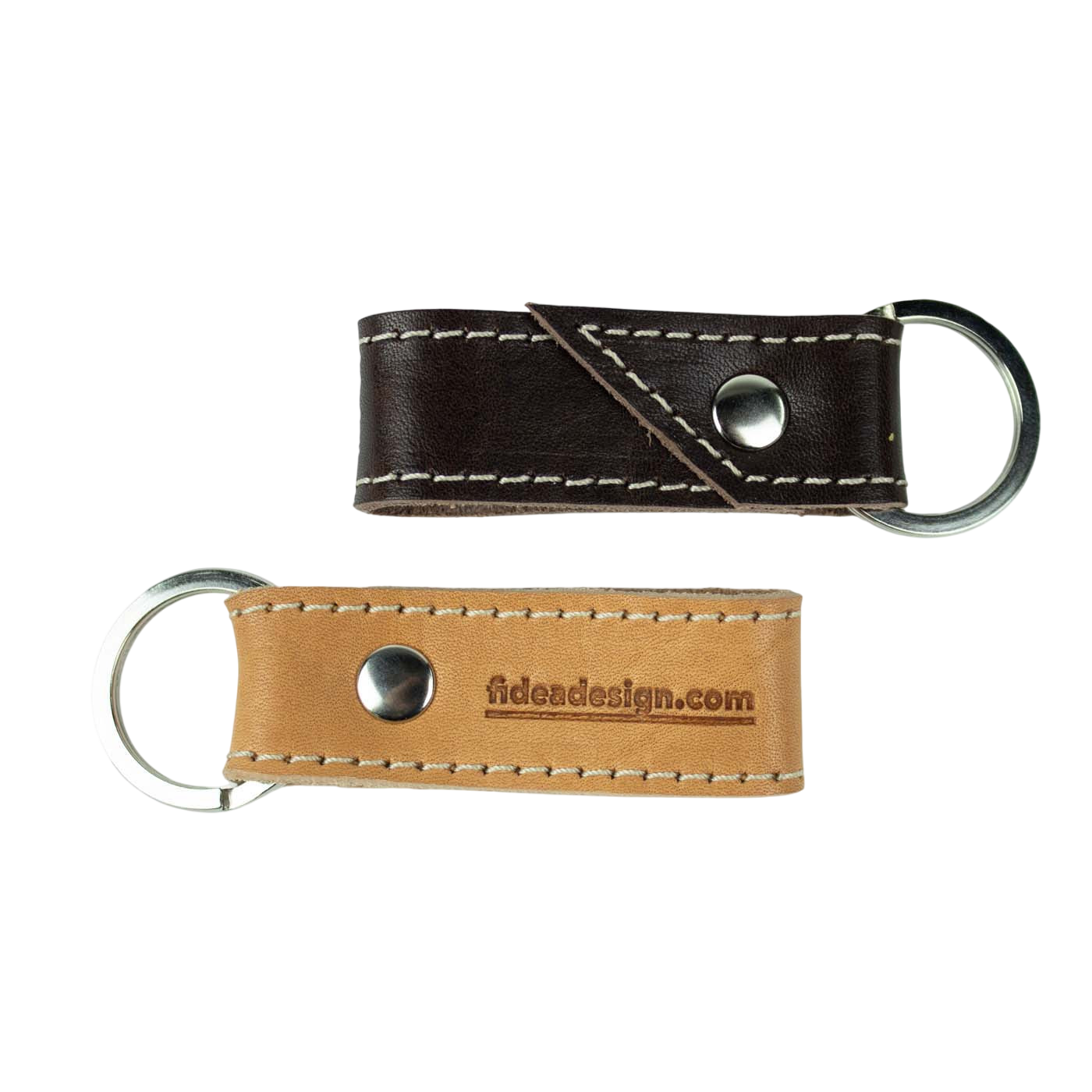 Porte-clefs en cuir Cuir court Cognac