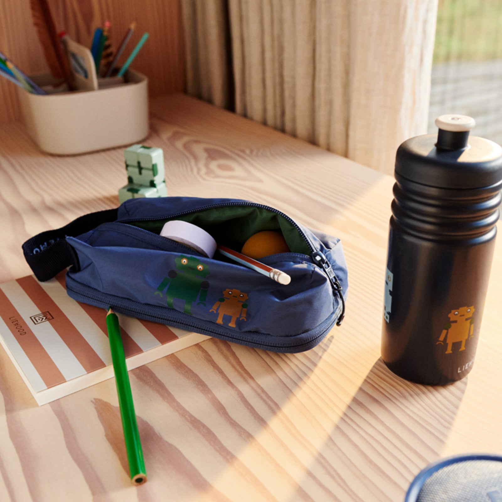 Pencil case school case Melina Robots Indigo blue