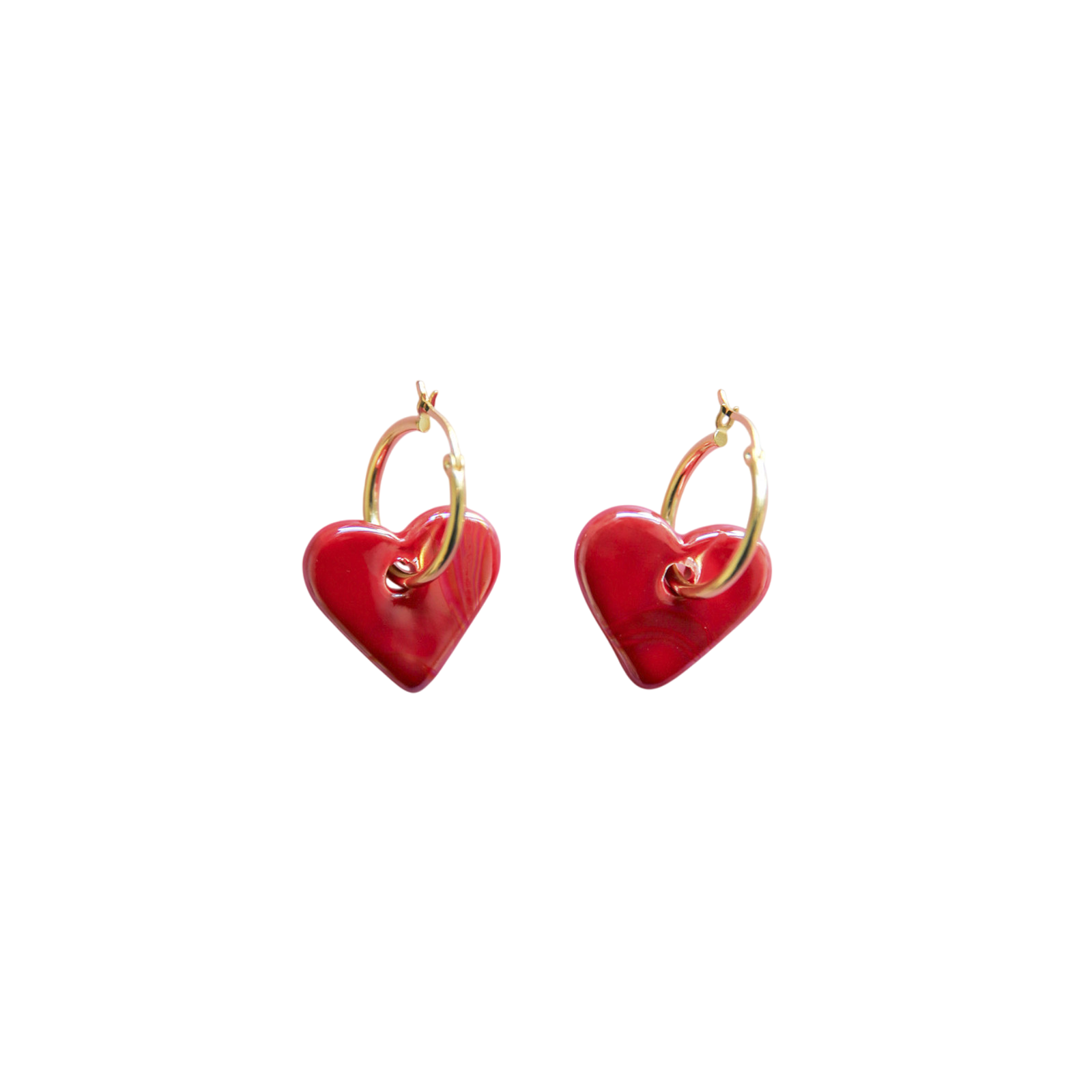 Créoles céramique cœur rouge