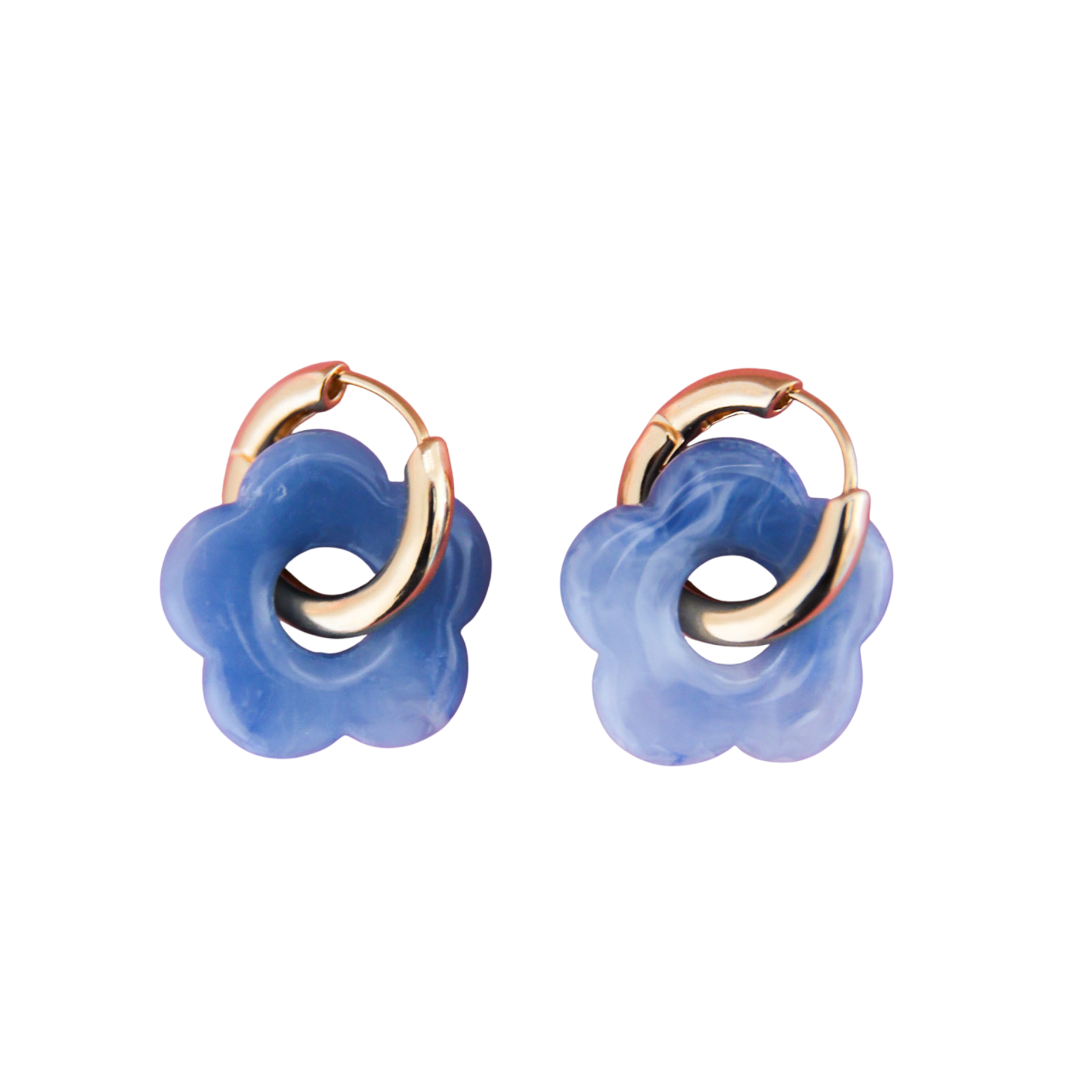 Kreolen Hoop Big Flower blau