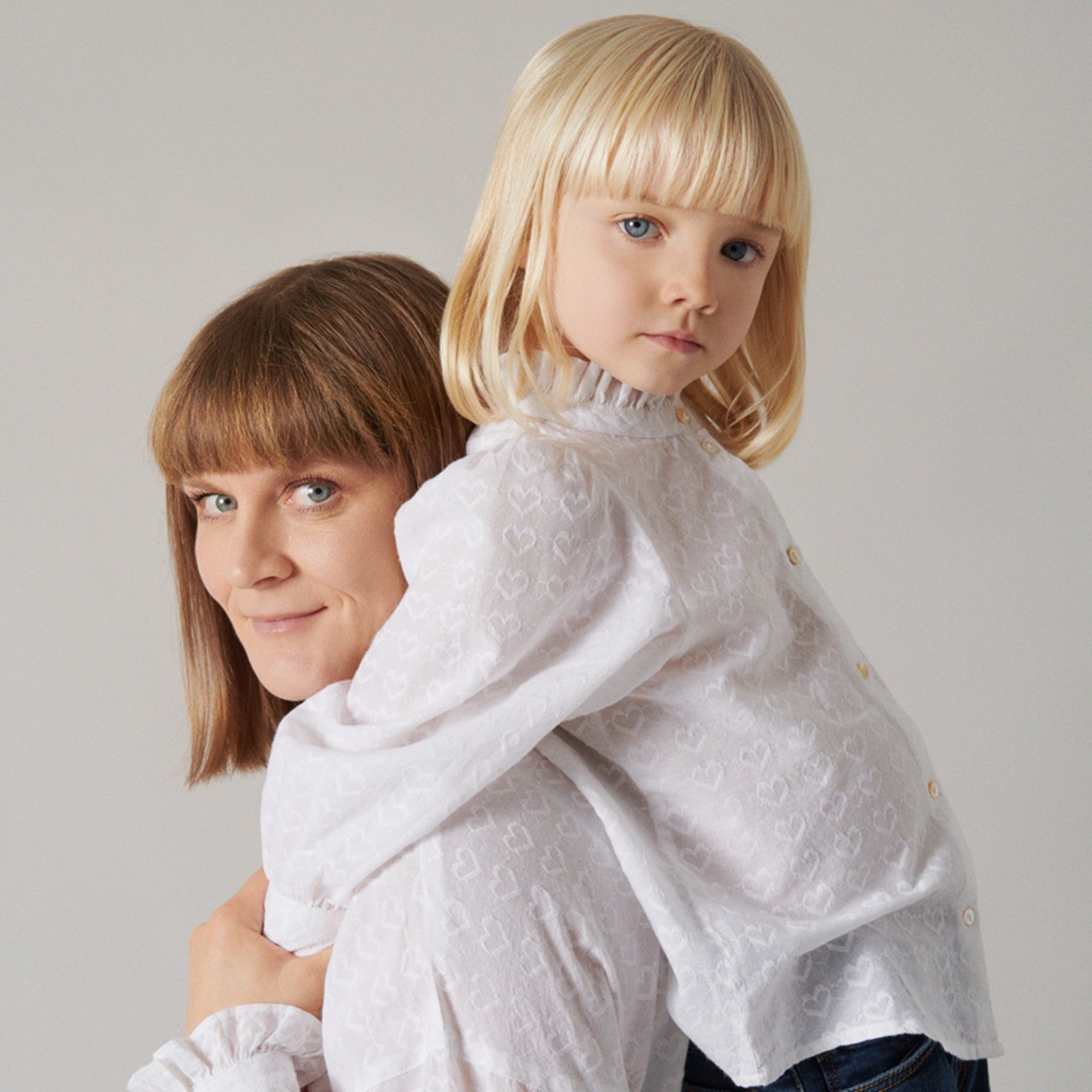 Bluse Dobby Hearts White