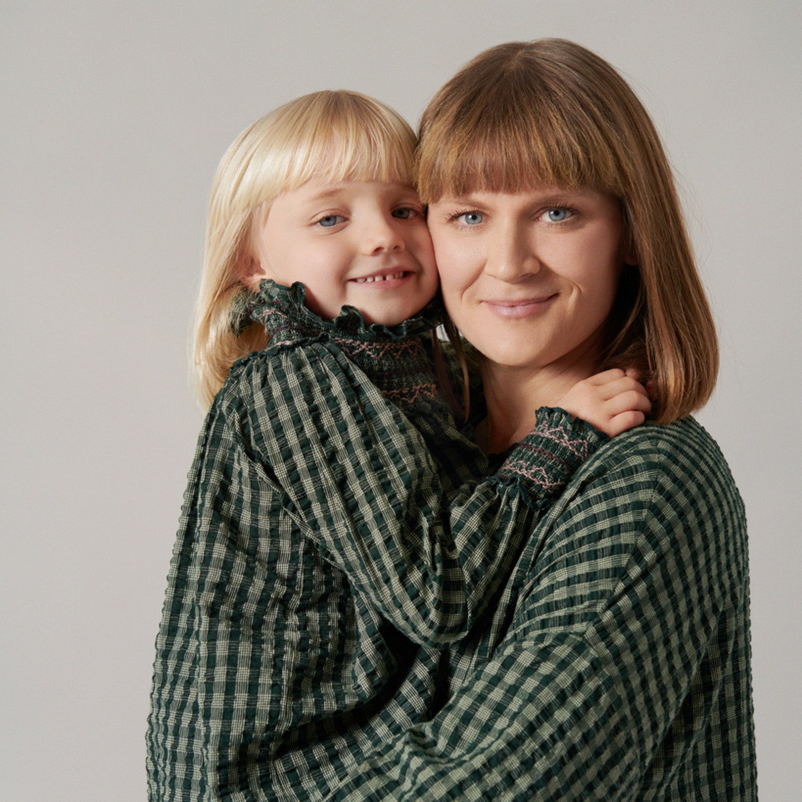 Bluse Gingham Dark Leaf Check