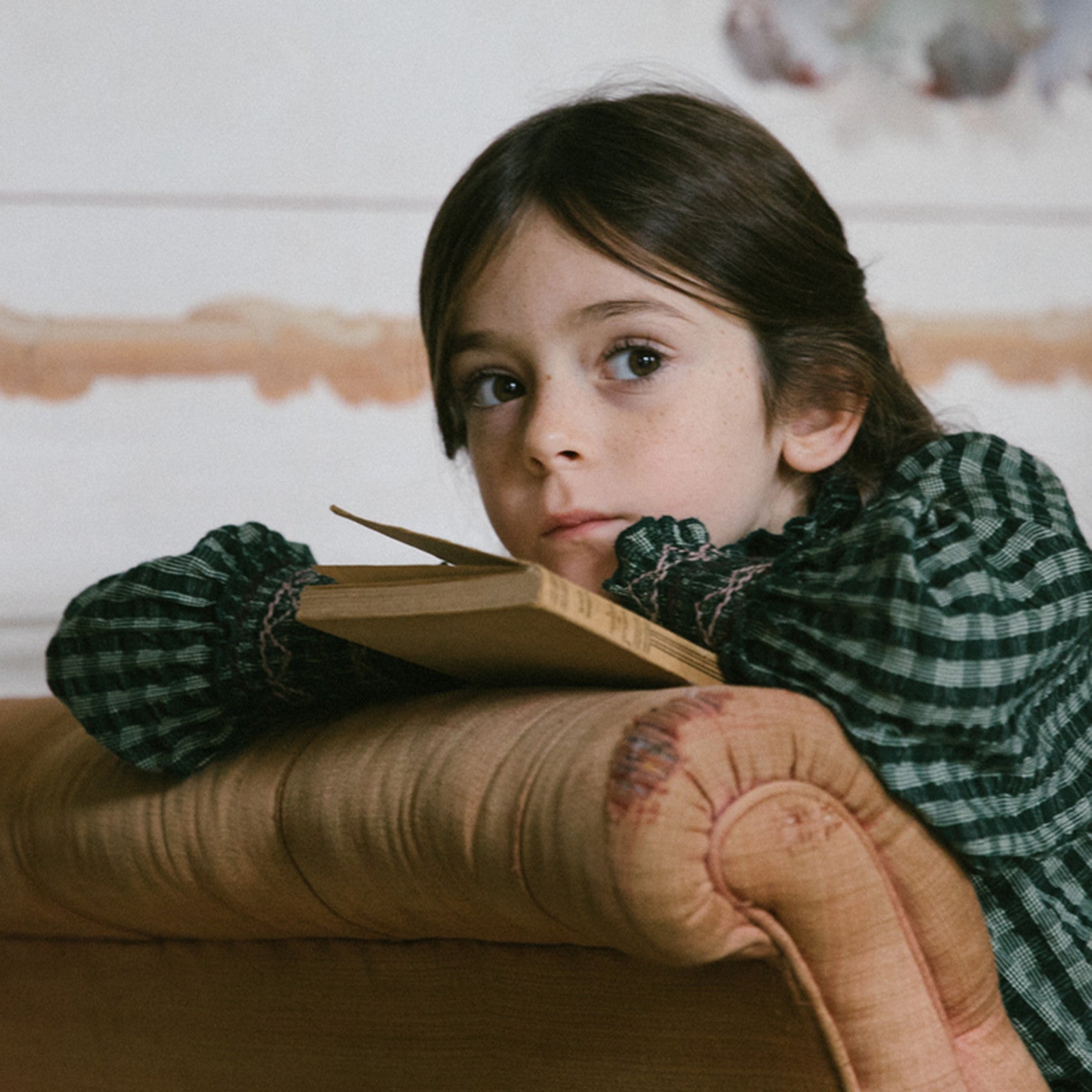 Bluse Gingham Dark Leaf Check