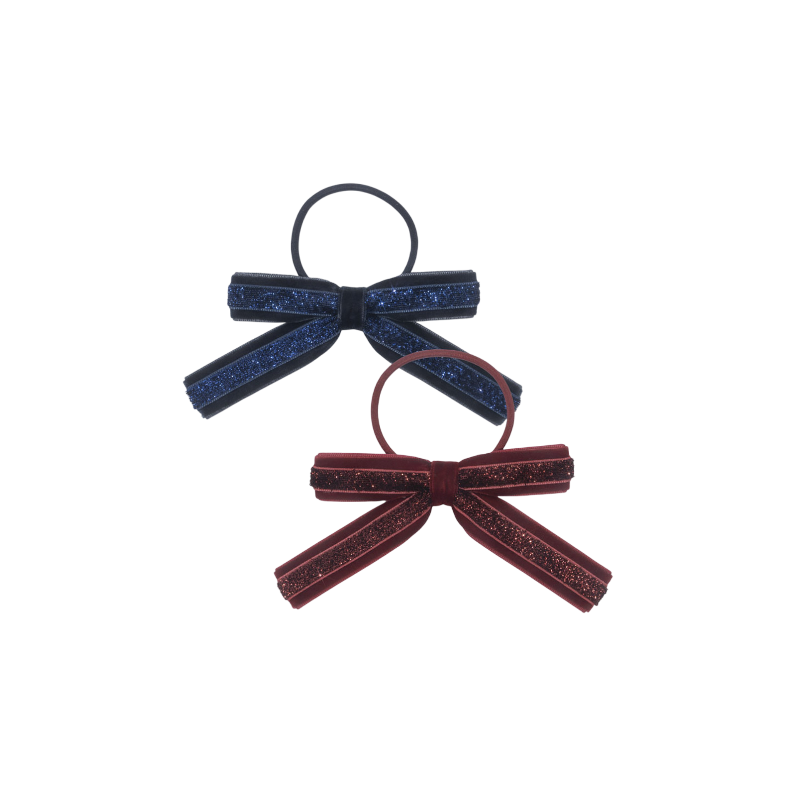 Hair tie set of 2 Velvet Bow Red Navy
