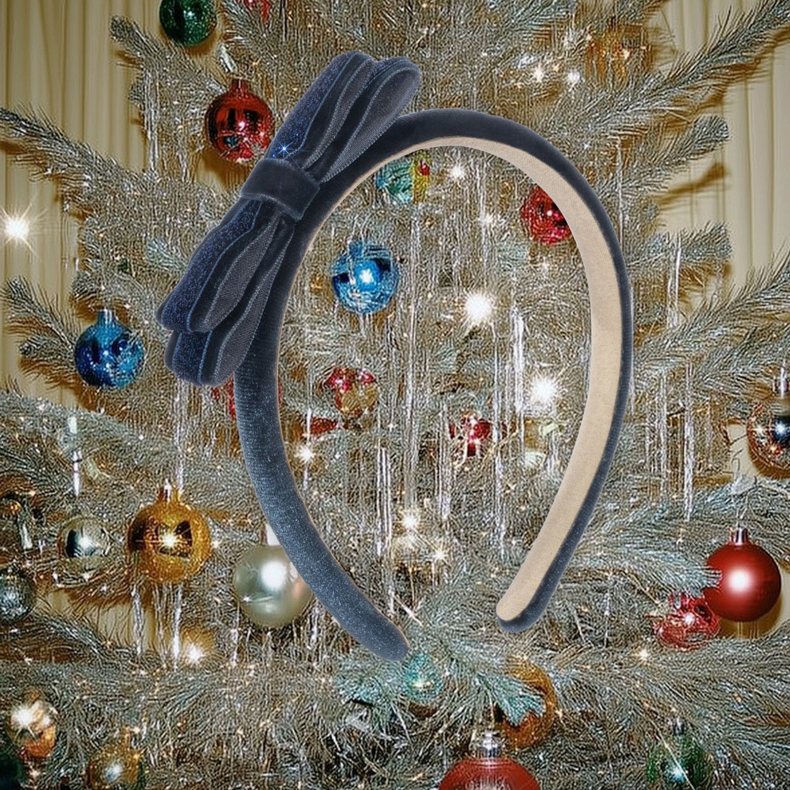 Serre-tête Velvet Bow Navy Blazer