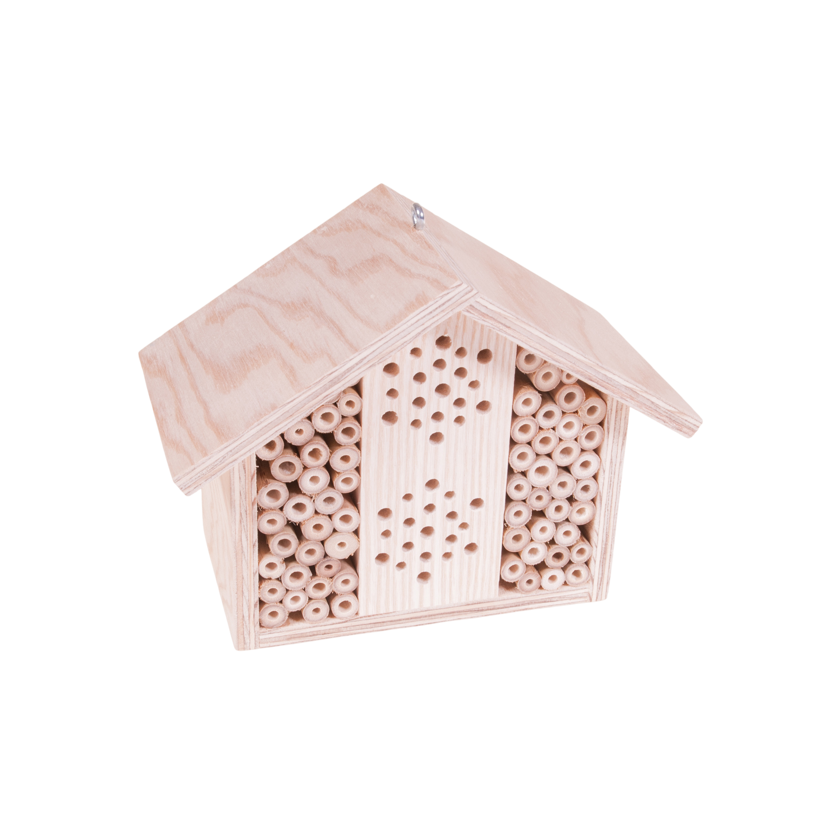 Bienenhotel klein breit Dach natur