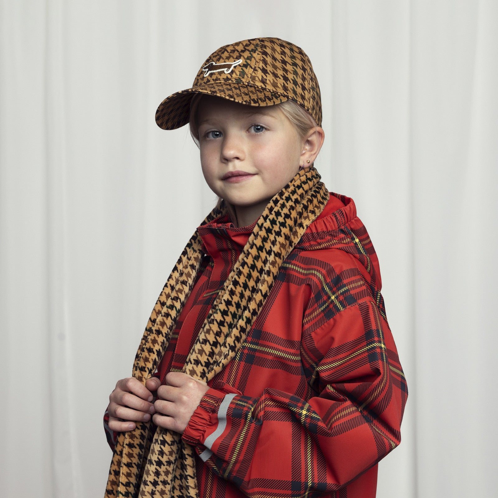 Cap Dog houndstooth aop Beige