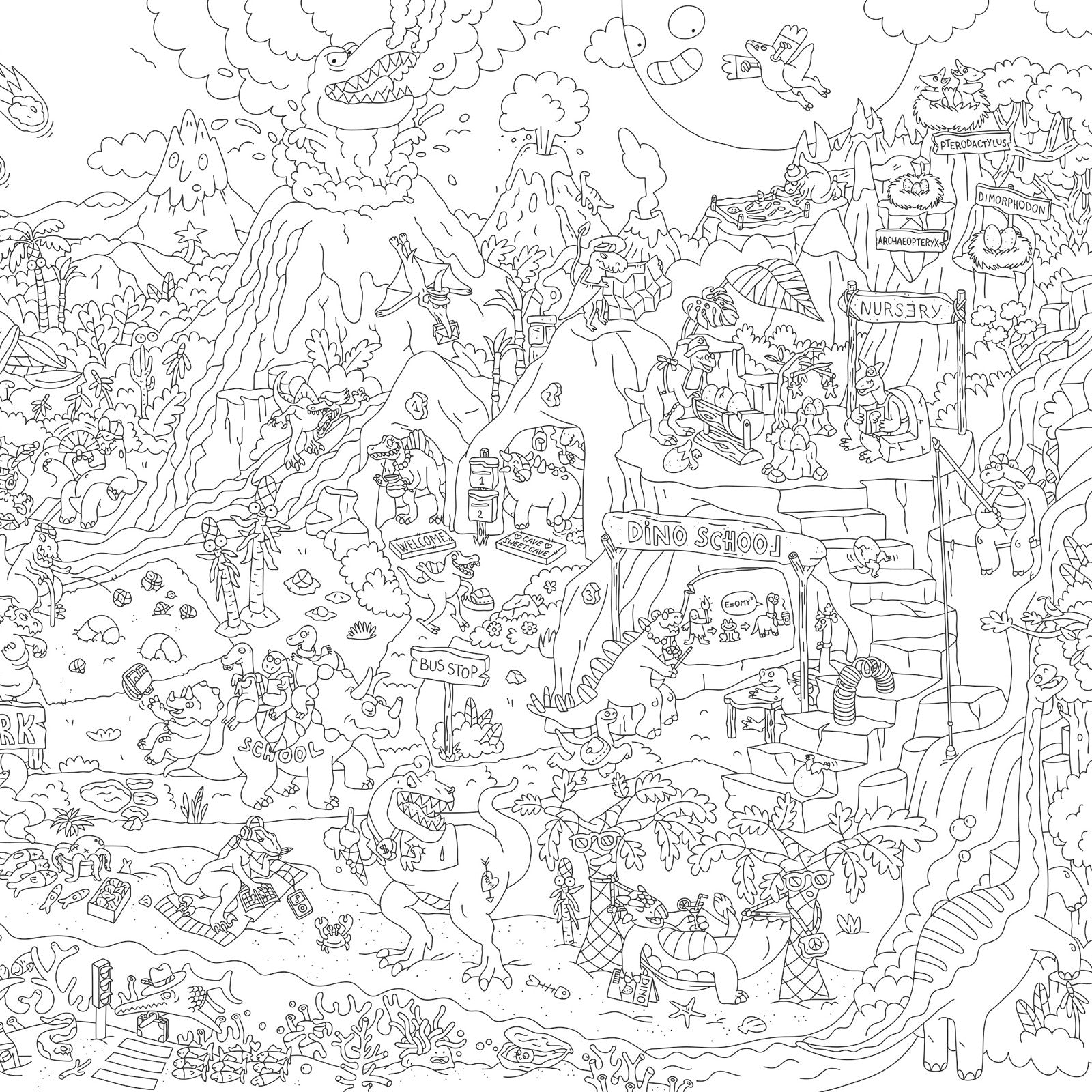 Poster à colorier Dinos