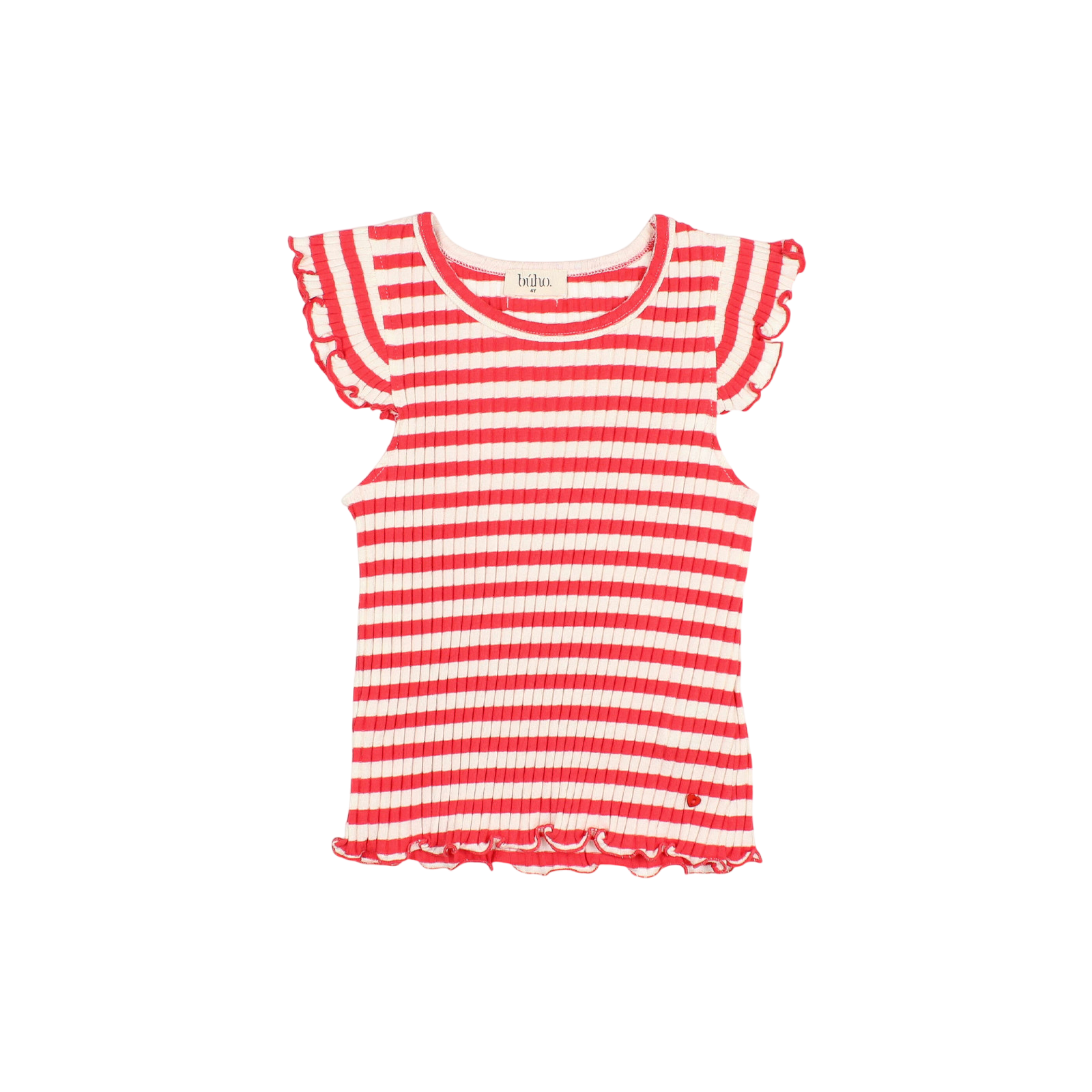 Top Fancy Rib Coral Red