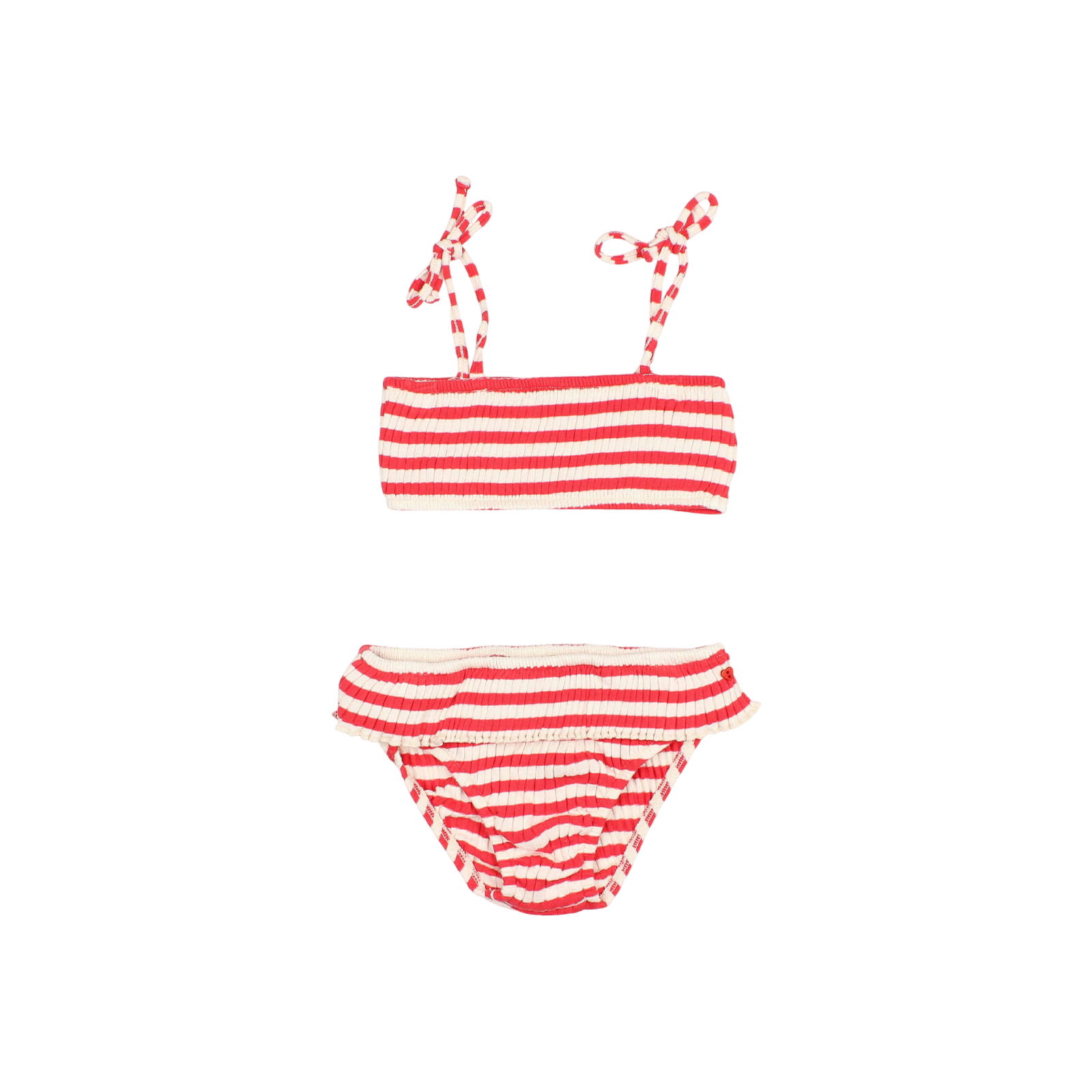 Bikini Rib Stripes Coral Red