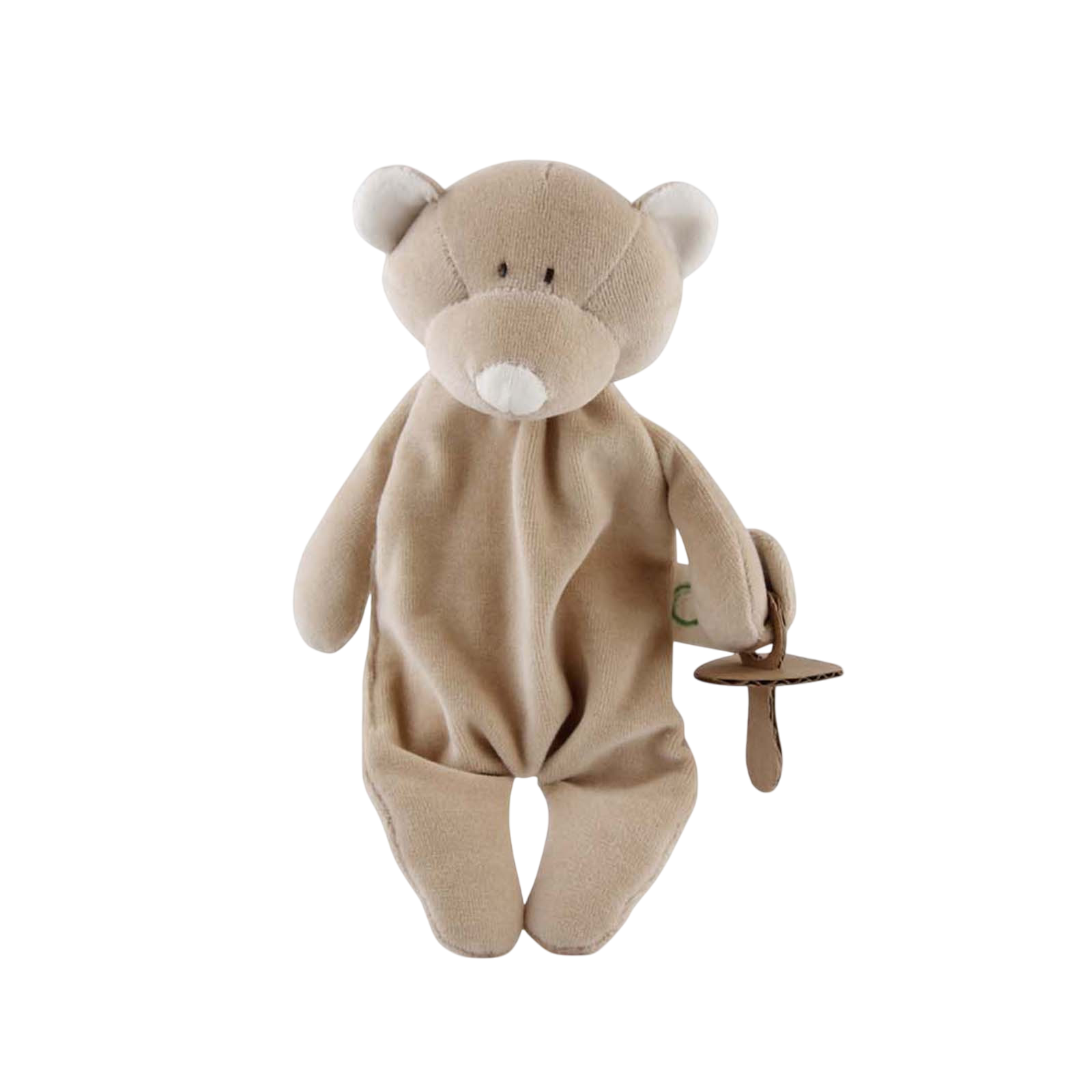 Wooly Teddy mit Schnullerhalter hellbraun
