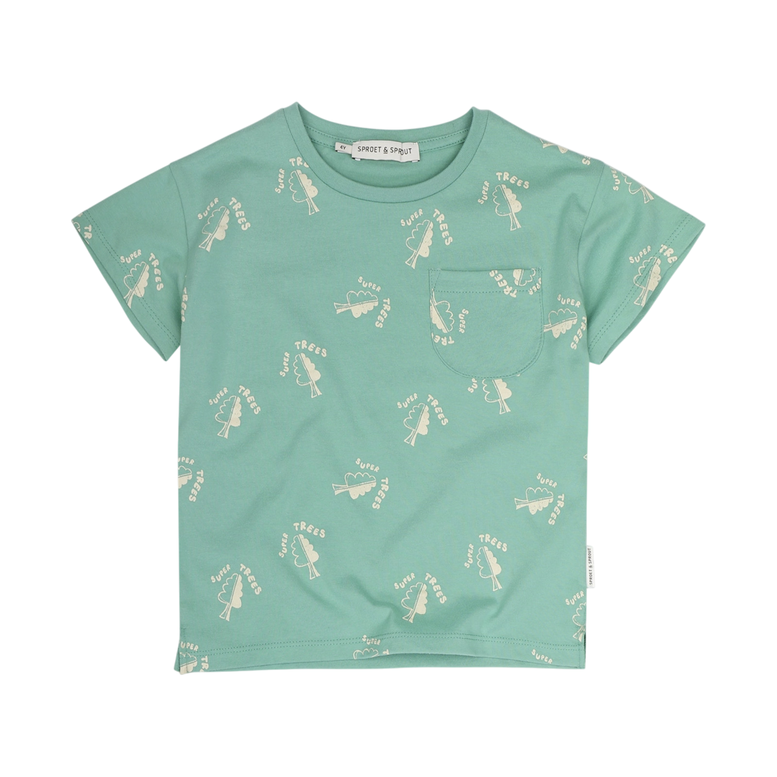 T-shirt Pocket Trees Print Botanical Green