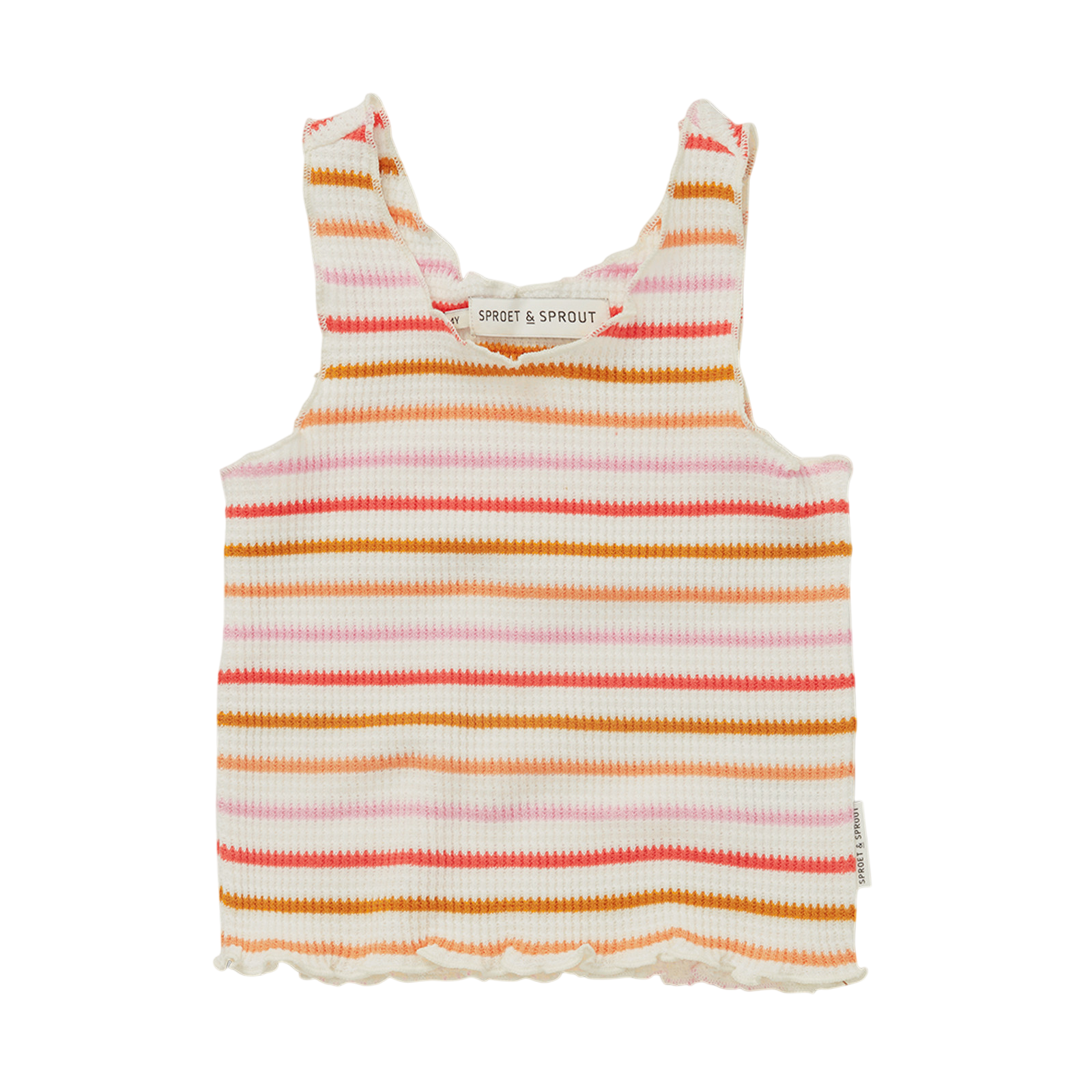 Top Cropped Singlet Waffle Stripes Off-White