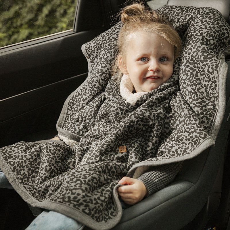 Teddy Poncho Leopard Grey