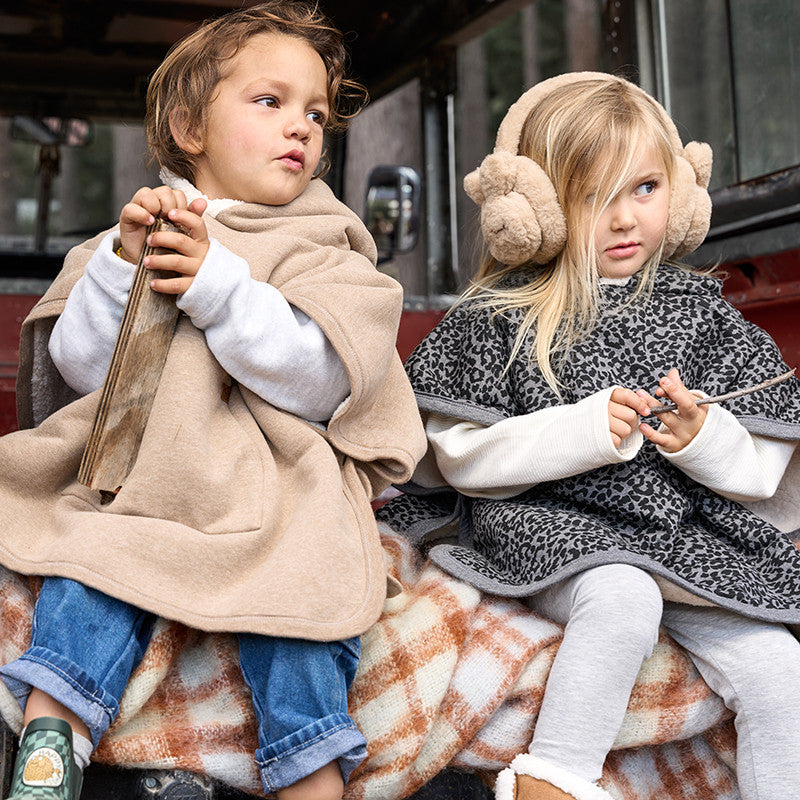 Teddy Poncho Leopard Grey