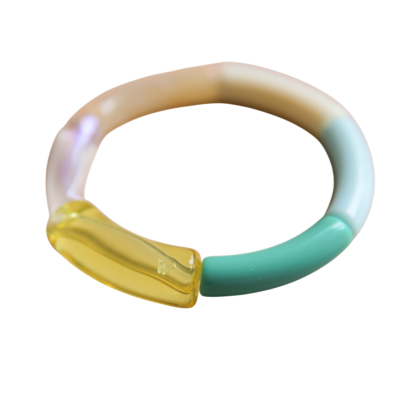 Armband Tube Lea gelb blau grün beige
