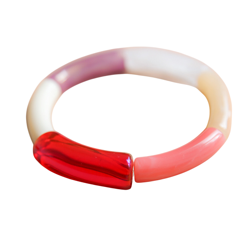 Armband Tube Lulu rot lila weiss beige