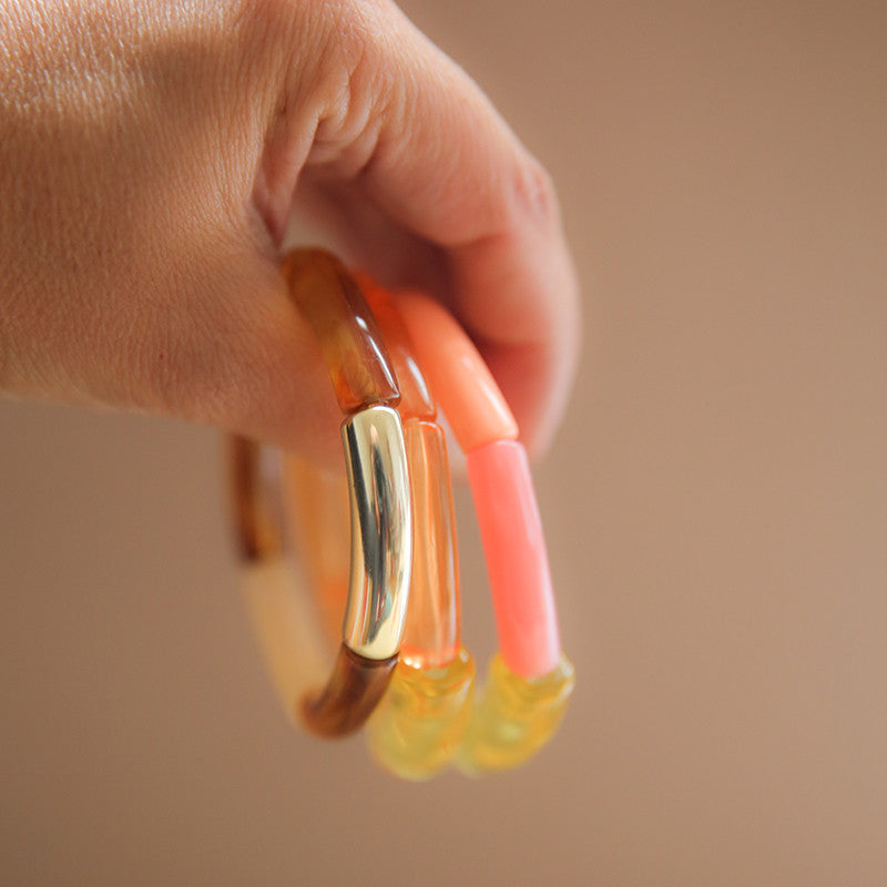 Bracelet Tube Set1 brown orange yellow pink beige