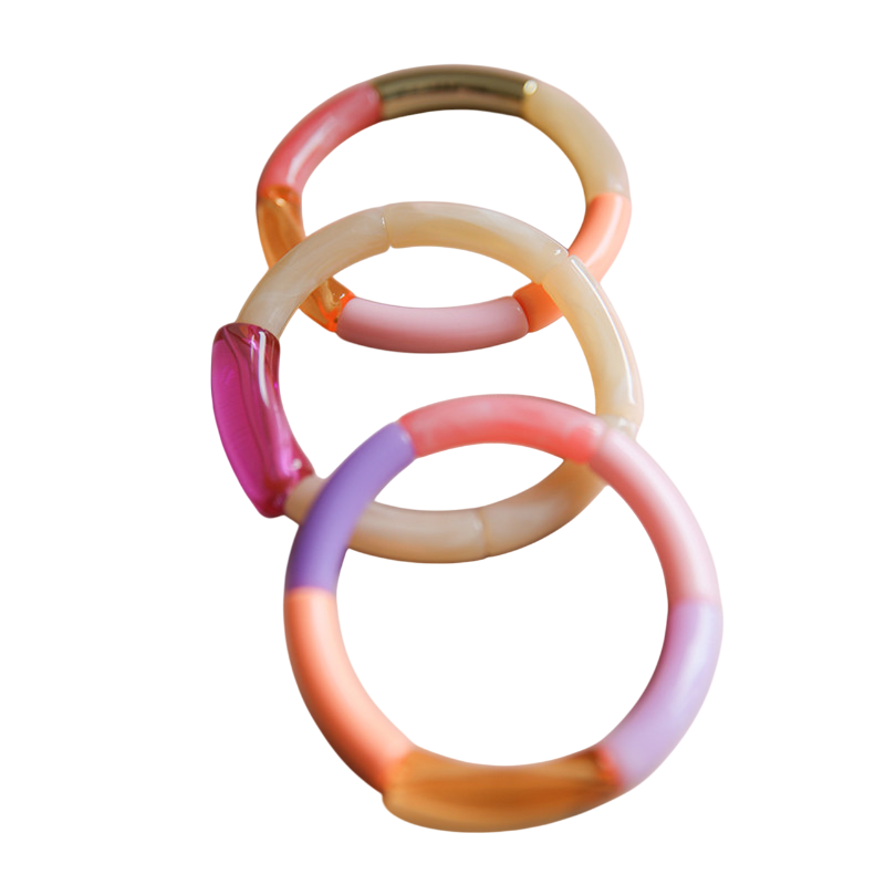 Armband Tube Set2 pink beige gold lila rosa