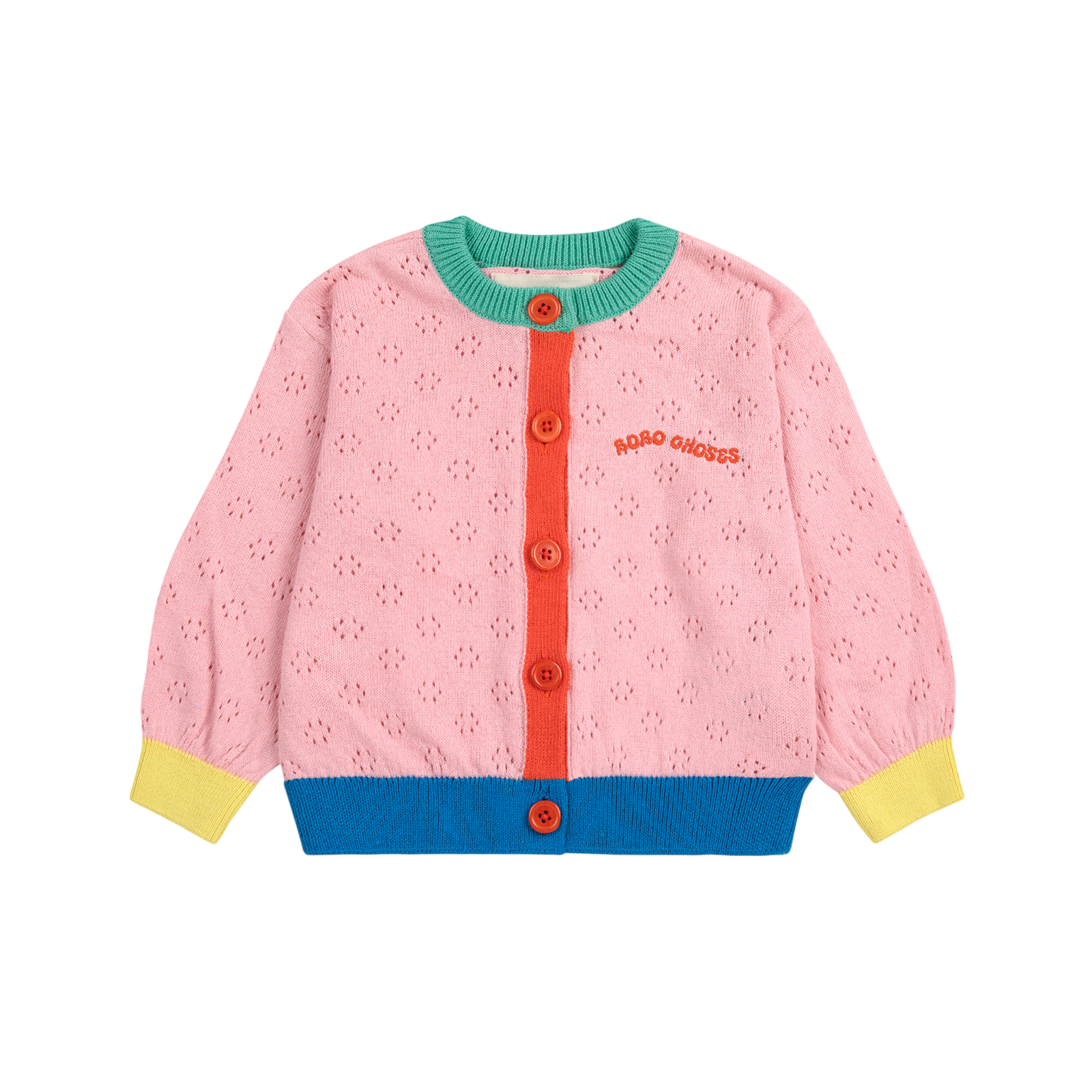 Baby Strickjacke Color Block Open Work Light Pink