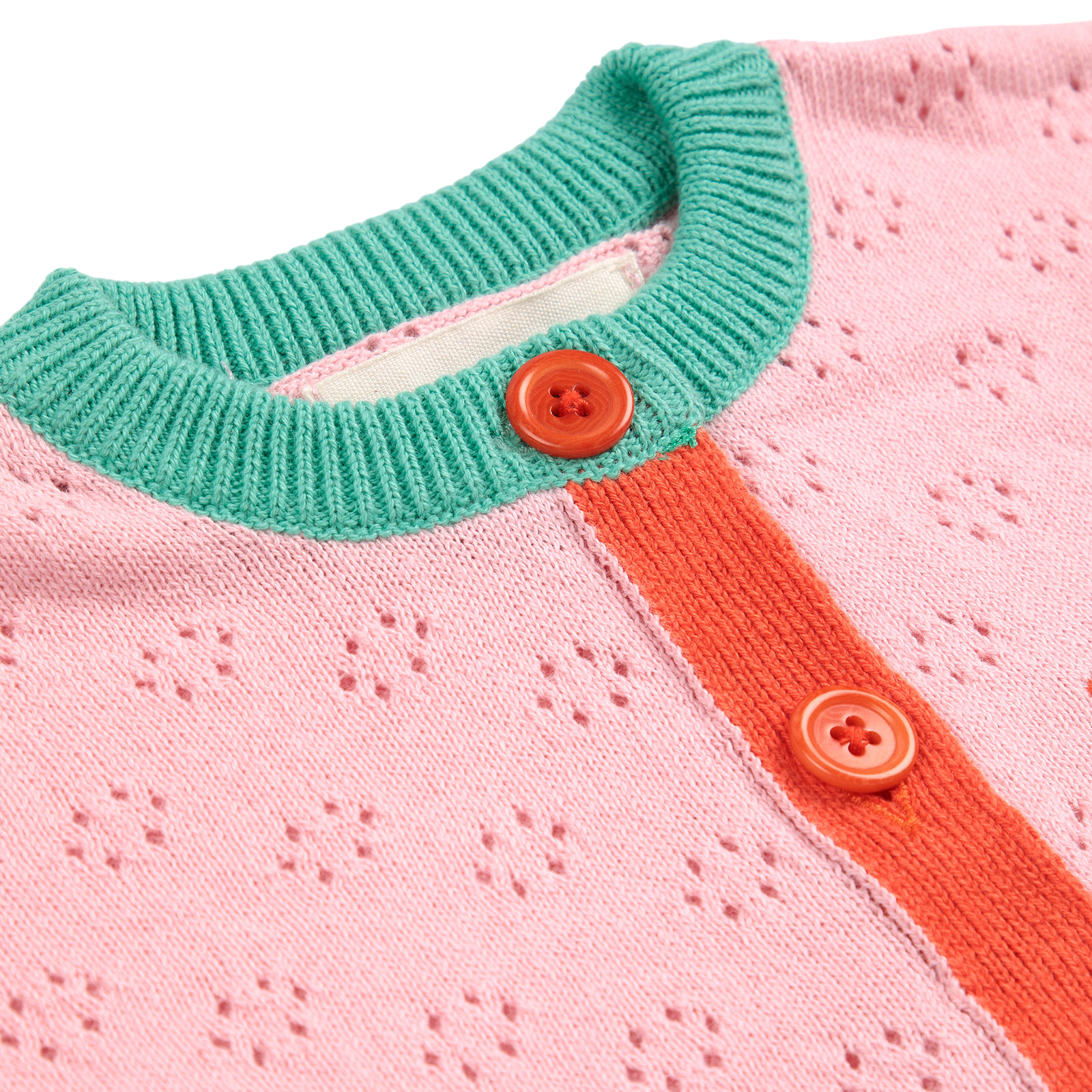 Baby cardigan Color Block Open Work Light Pink