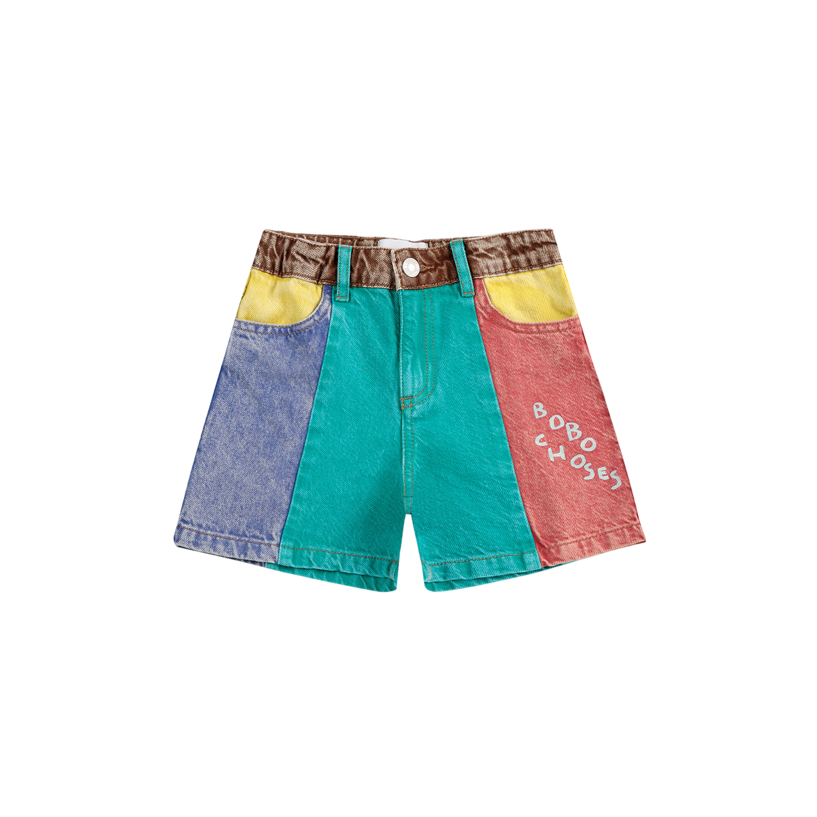 Shorts Color Block Denim Multicolor