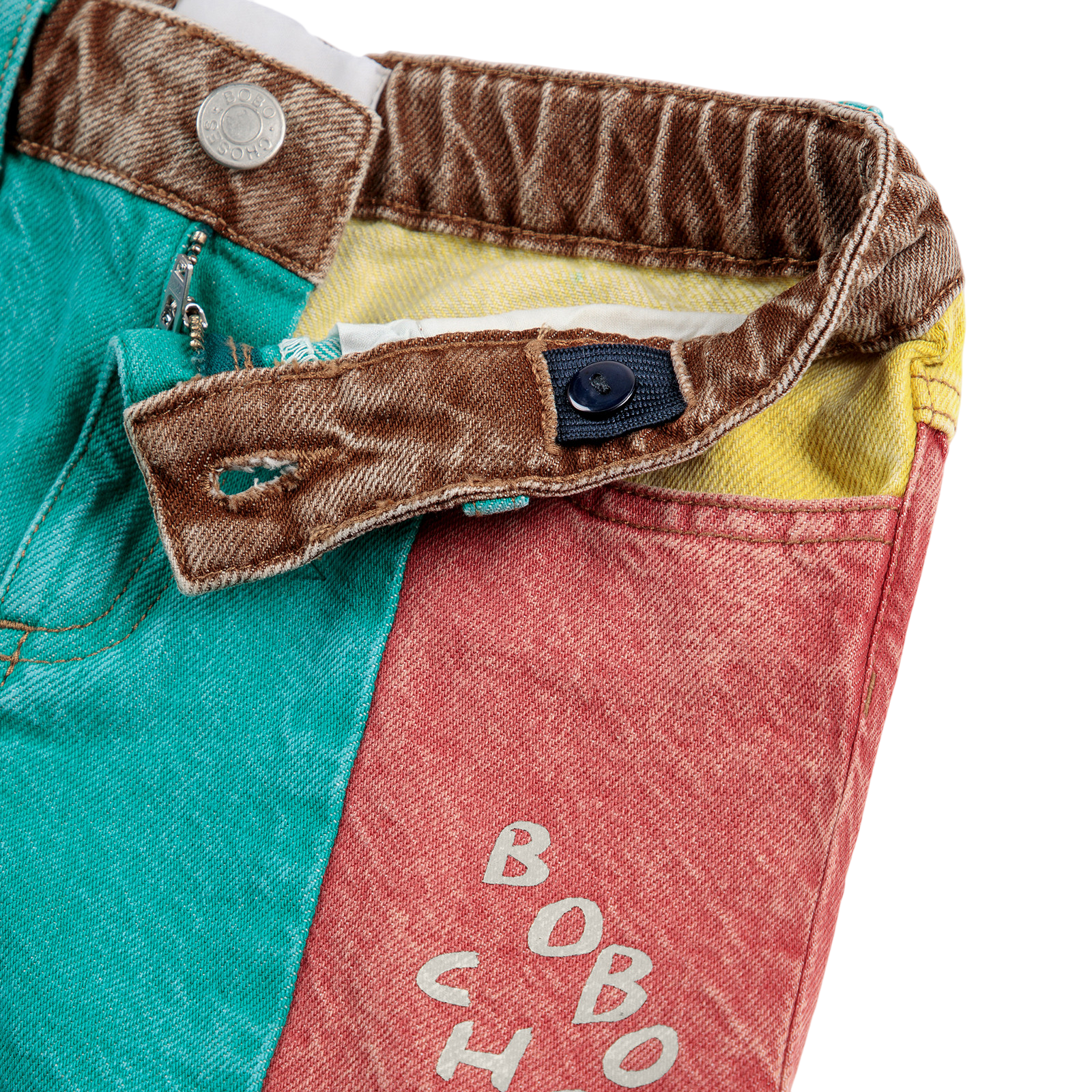 Short Color Block Denim Multicolor